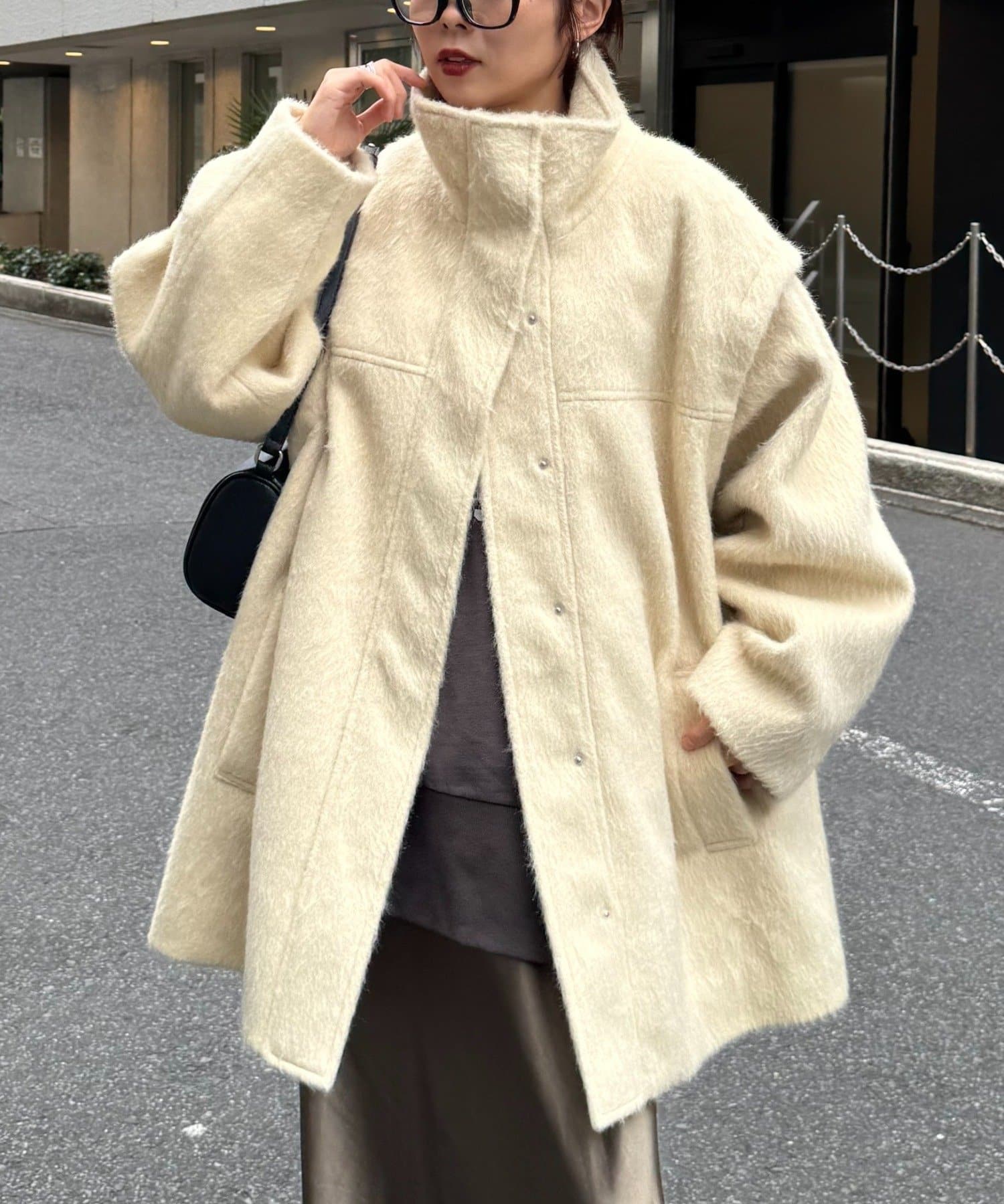 CIAOPANIC TYPY(チャオパニックティピー) シャギー袖取り外しスタンドハーフコート