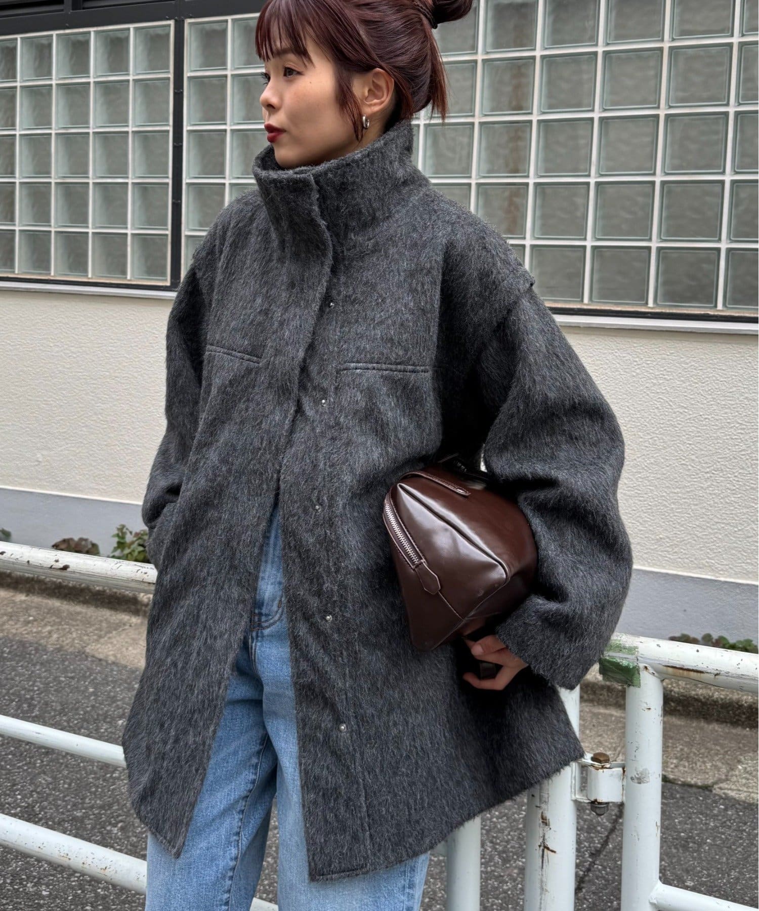 CIAOPANIC TYPY(チャオパニックティピー) シャギー袖取り外しスタンドハーフコート