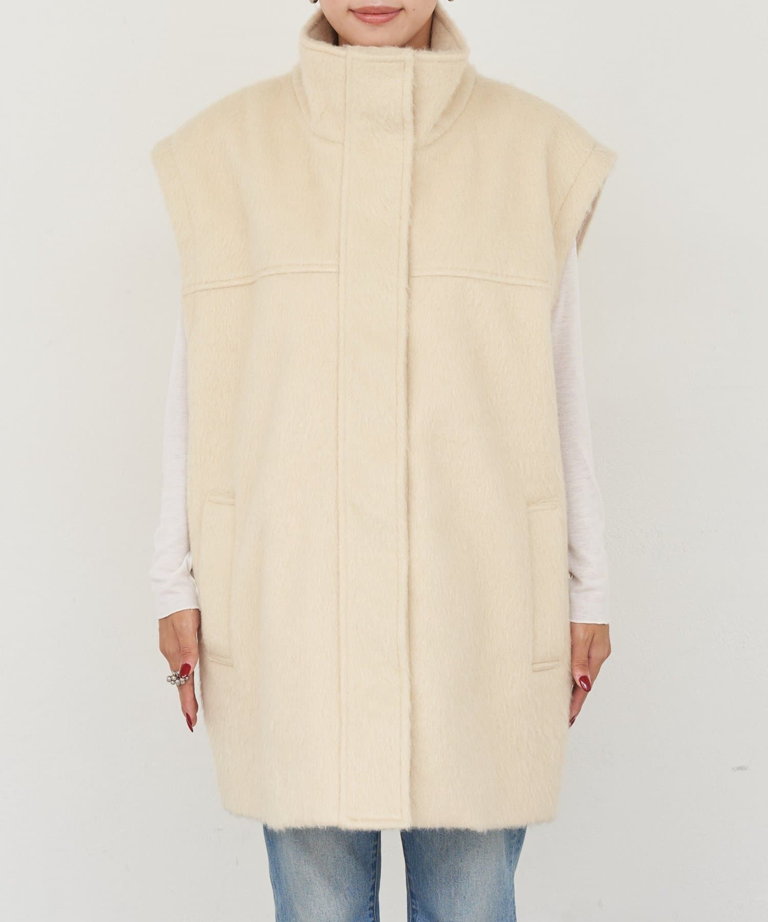 CIAOPANIC TYPY(チャオパニックティピー) シャギー袖取り外しスタンドハーフコート