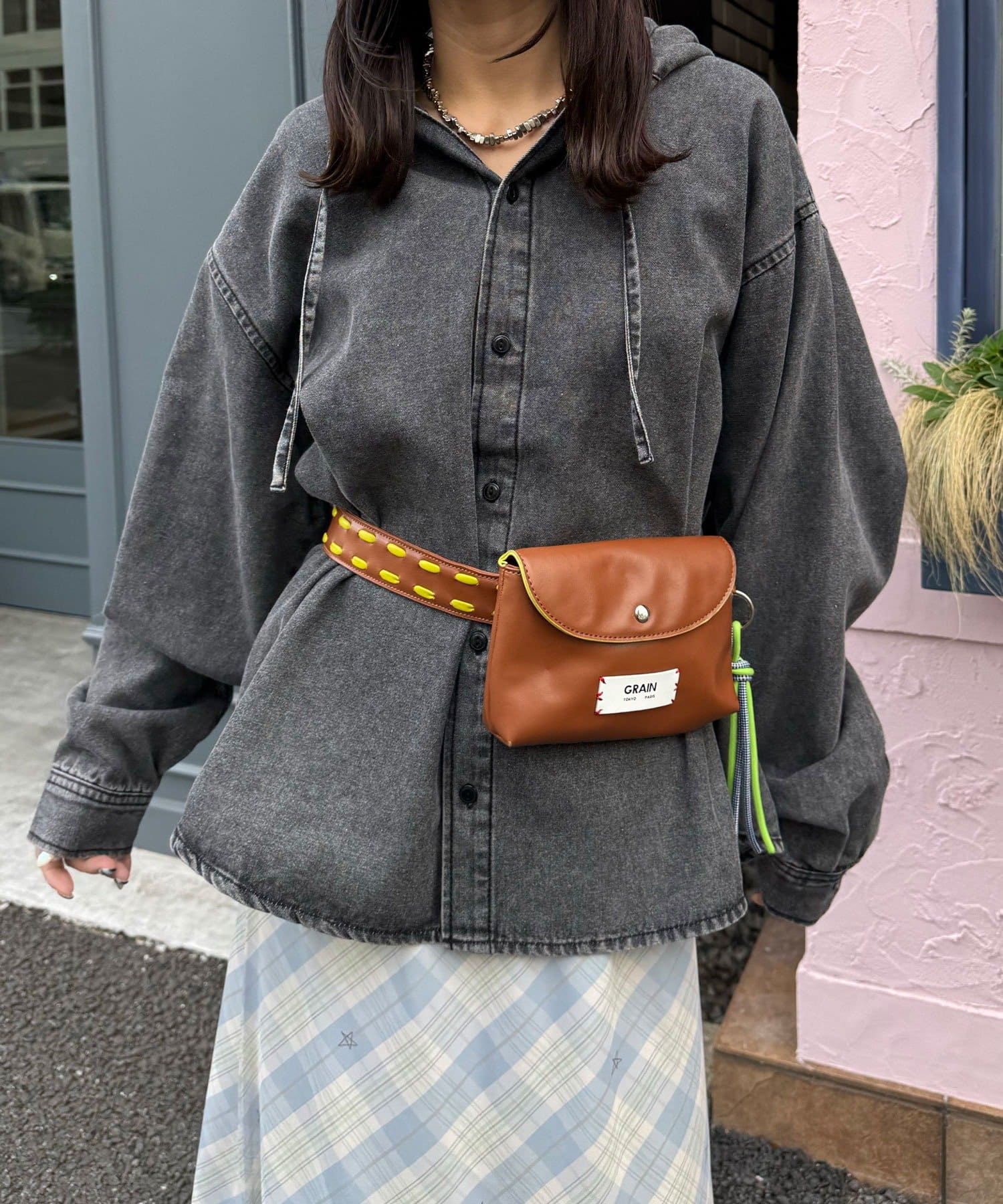 CIAOPANIC(チャオパニック) 【チェック/デニム】フード付きアソートシャツパーカー