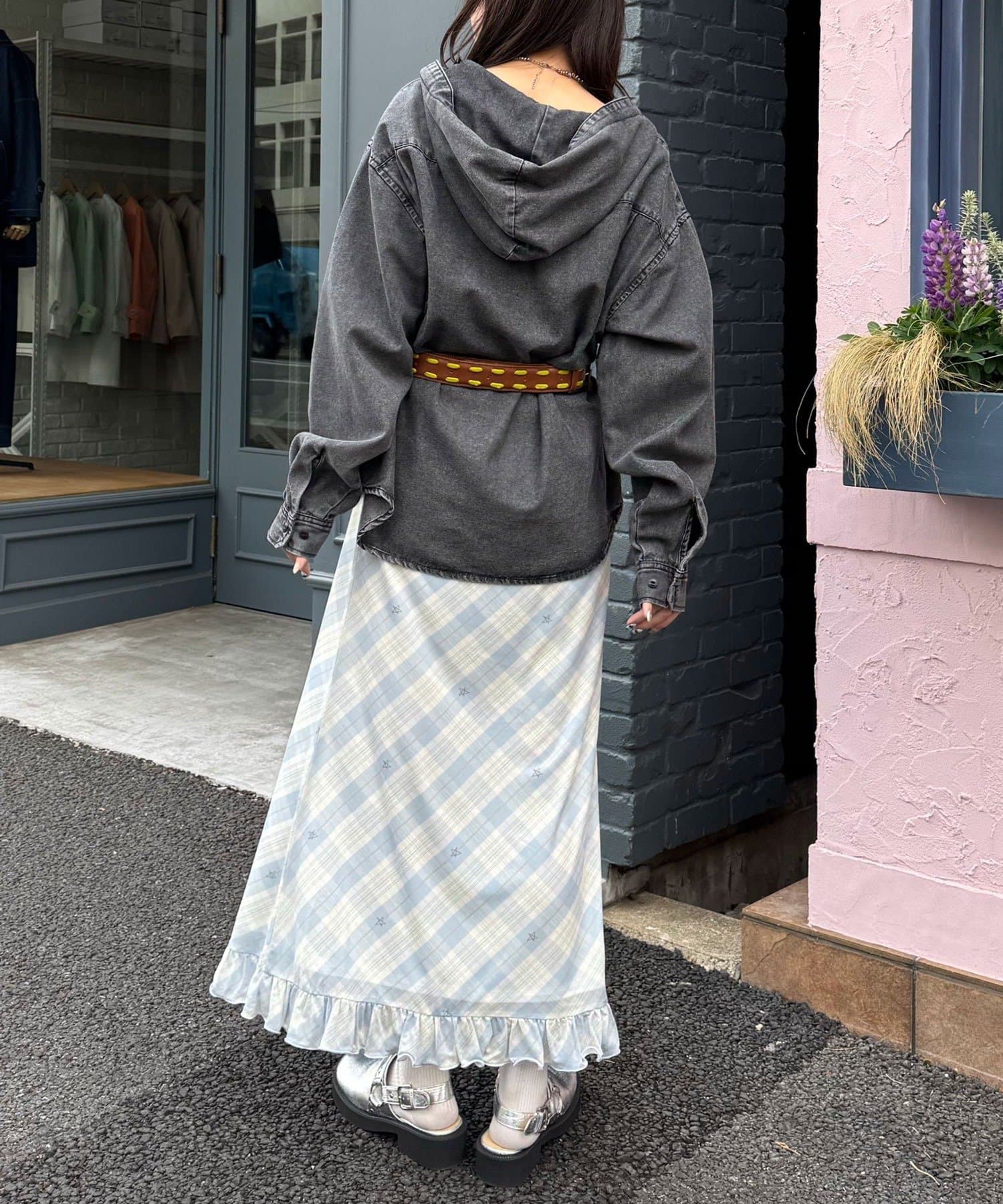 CIAOPANIC(チャオパニック) 【チェック/デニム】フード付きアソートシャツパーカー