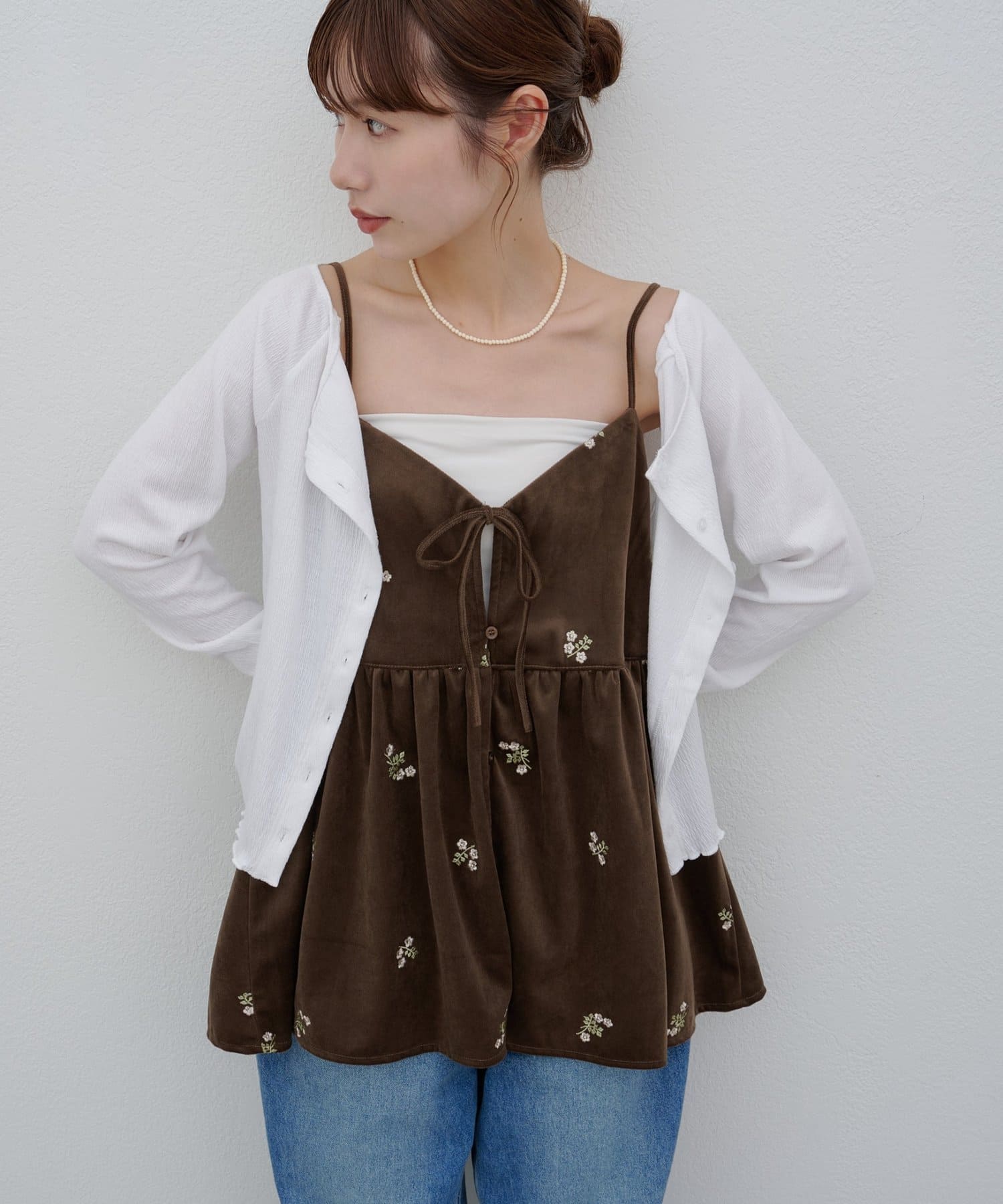DISCOAT(ディスコート) 《ノベルティ対象♪》【umm.】ベロア刺繍キャミチュニック