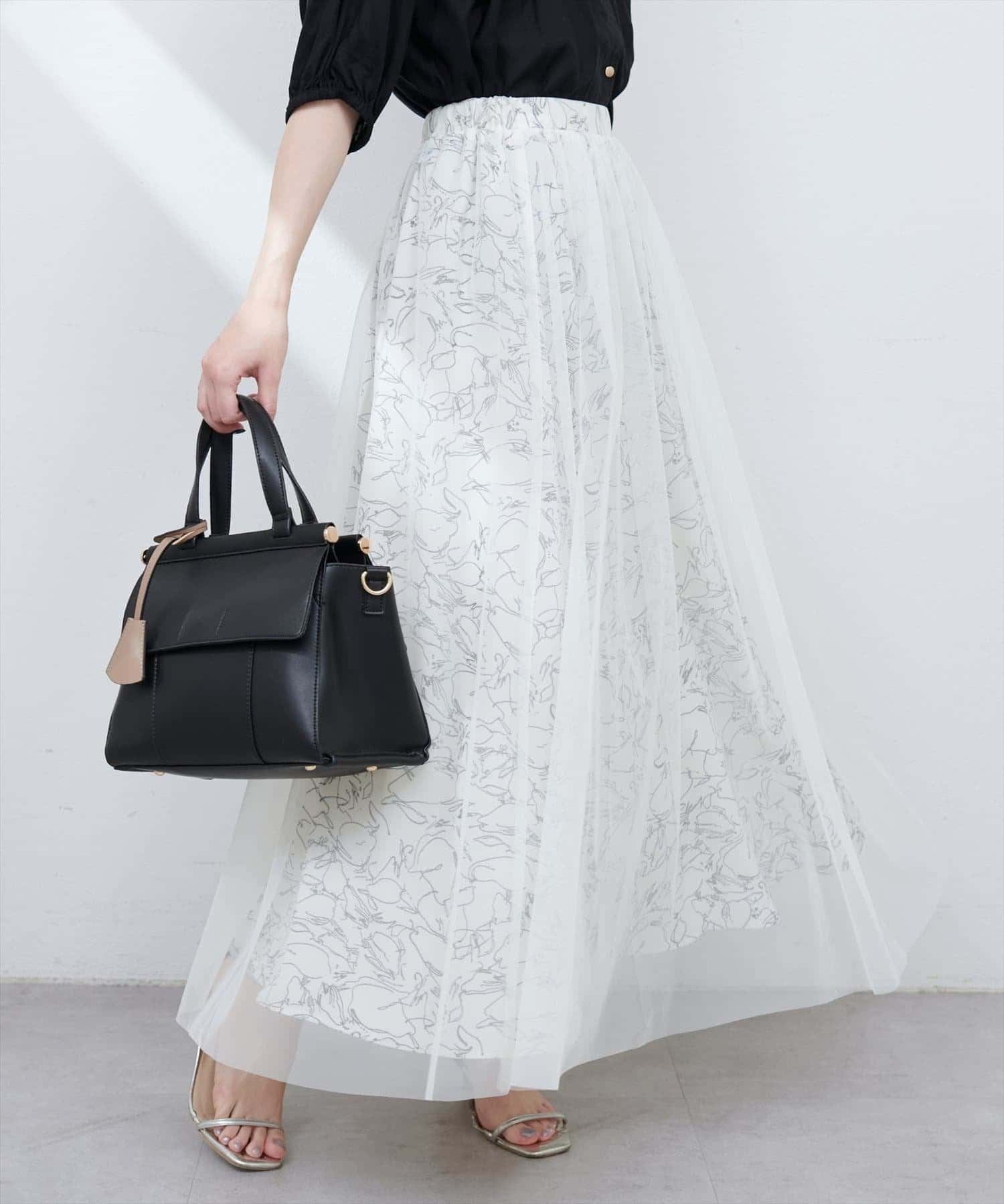 NICE CLAUP / OLIVE des OLIVE OUTLET(ナイスクラップ  / オリーブ デ オリーブ アウトレット) 【natural couture】チュールレイヤードフレアスカート