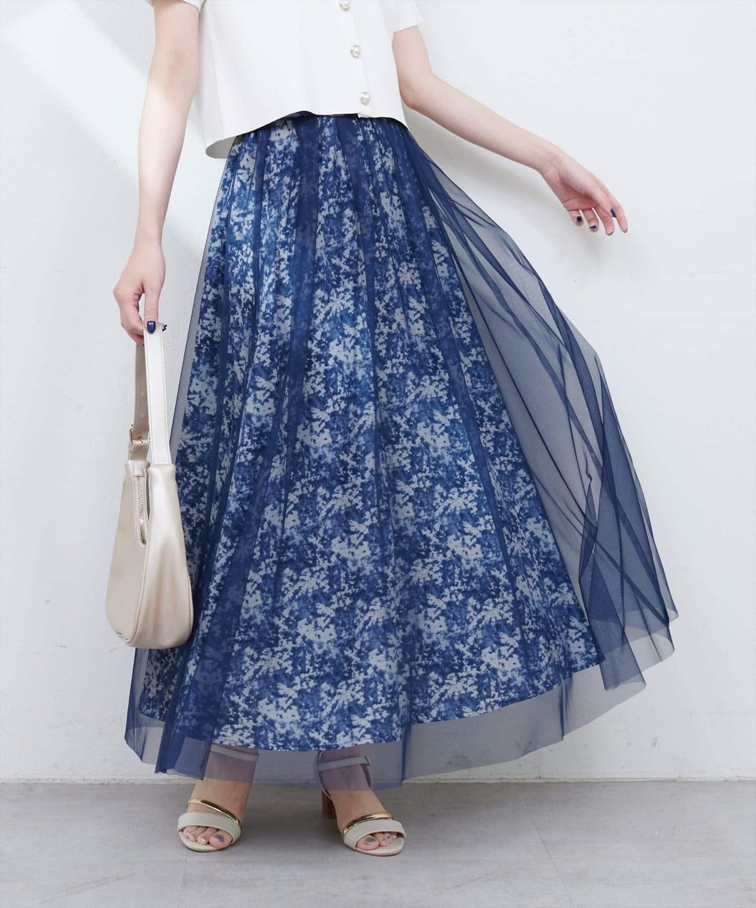 NICE CLAUP / OLIVE des OLIVE OUTLET(ナイスクラップ  / オリーブ デ オリーブ アウトレット) 【natural couture】チュールレイヤードフレアスカート