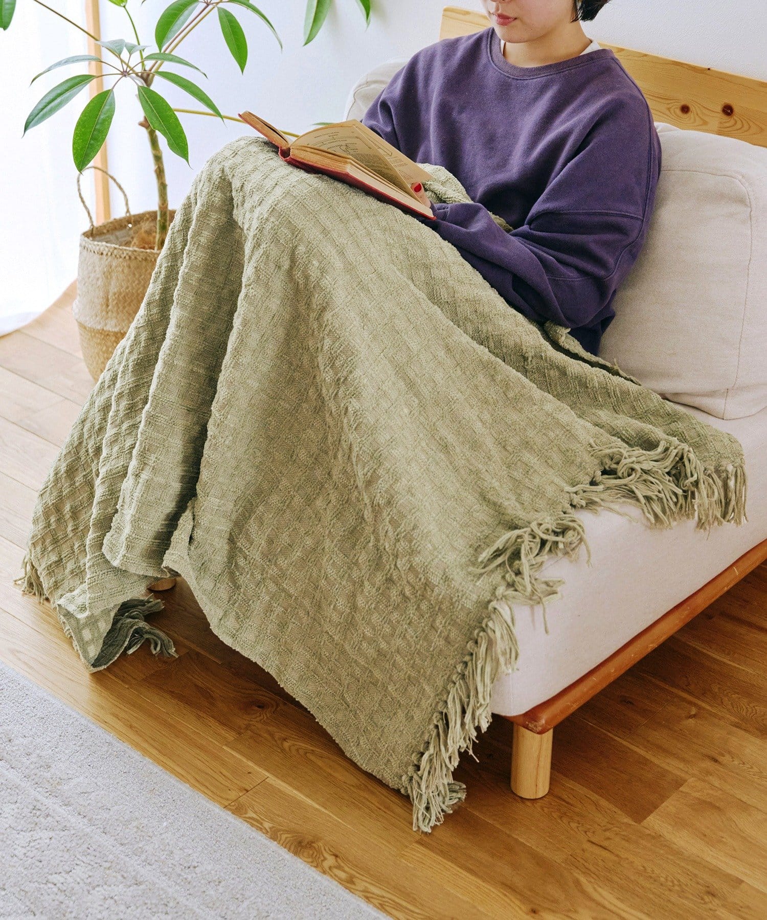 salut!(サリュ) 《WEB先行販売》ふわふわシンプルチェックマルチクロス：130×100cm