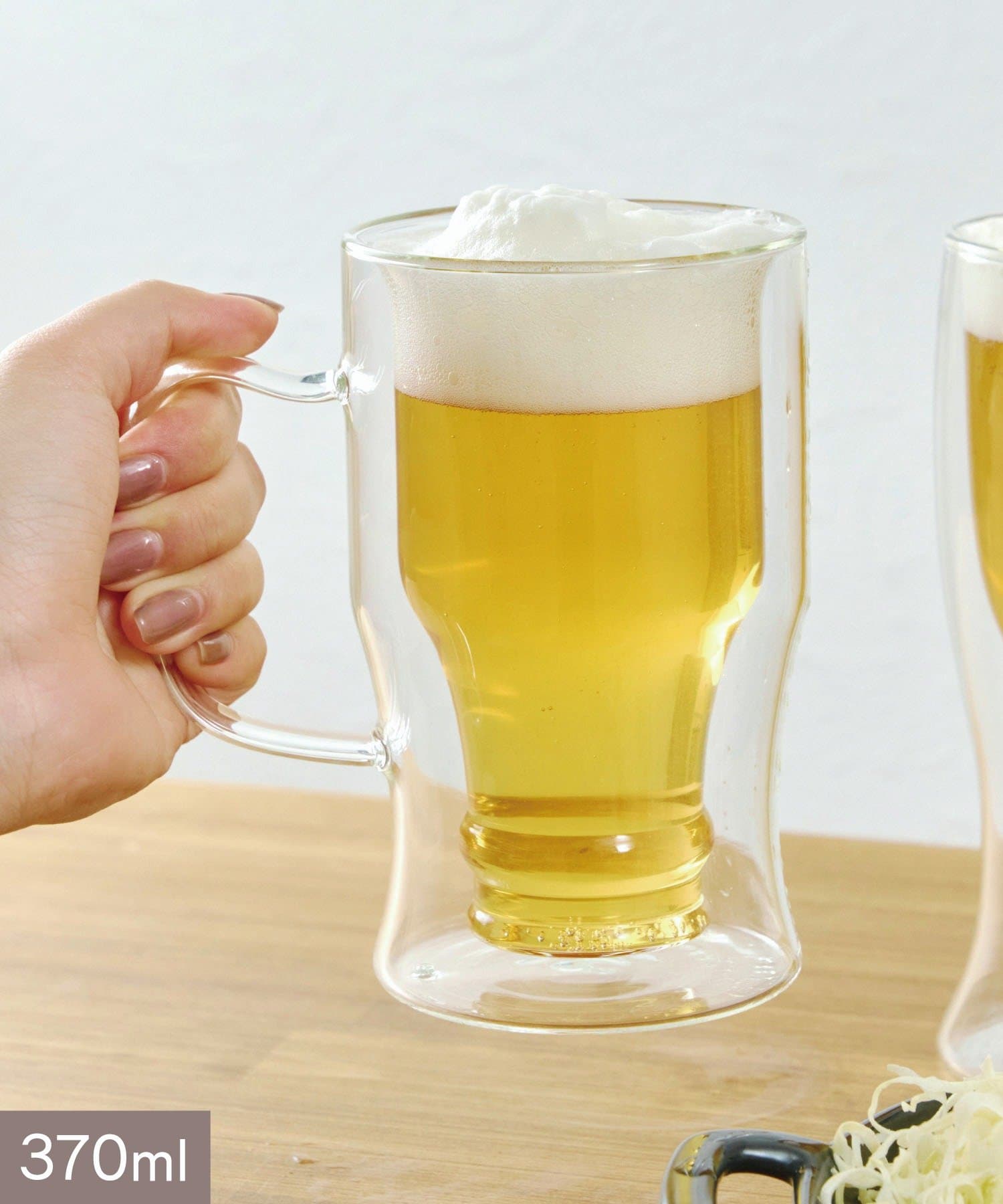 salut!(サリュ) ダブルウォールビールジョッキ：370ml／ビールと唐揚げ