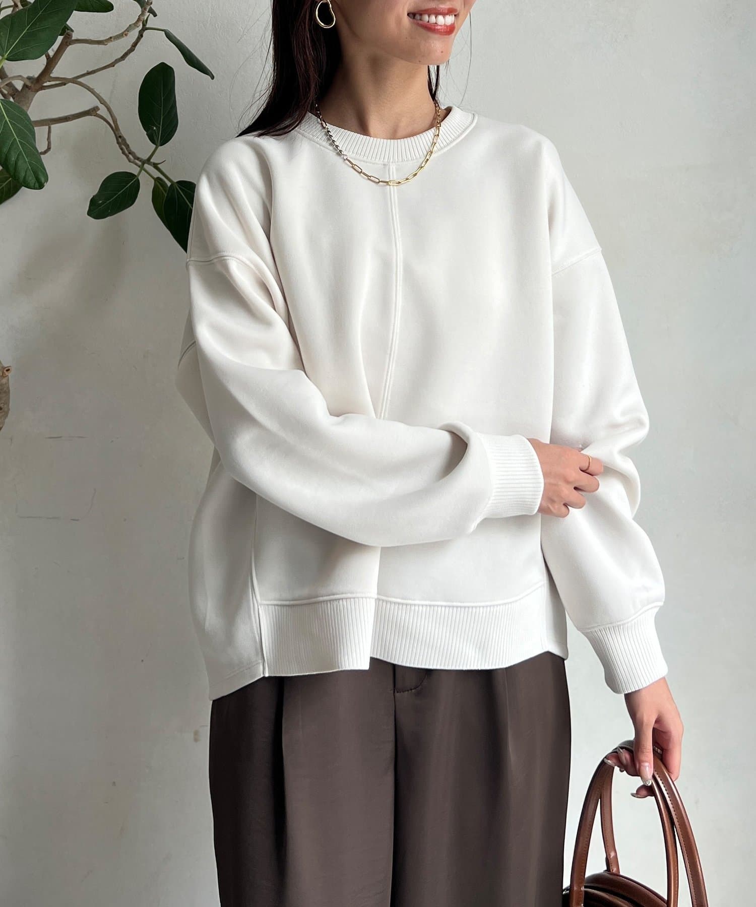 Chez toi(シェトワ) 軽量ボンディングドロップスリーブプルオーバー