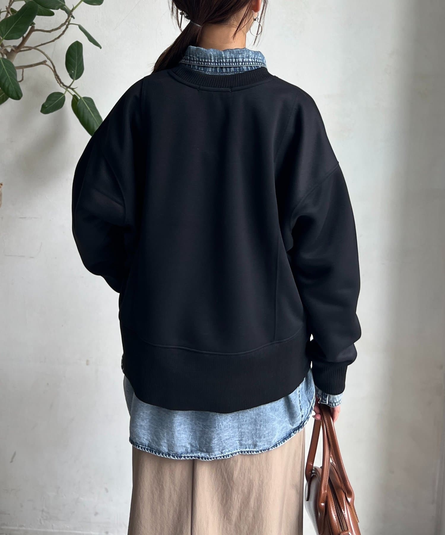 Chez toi(シェトワ) 軽量ボンディングドロップスリーブプルオーバー