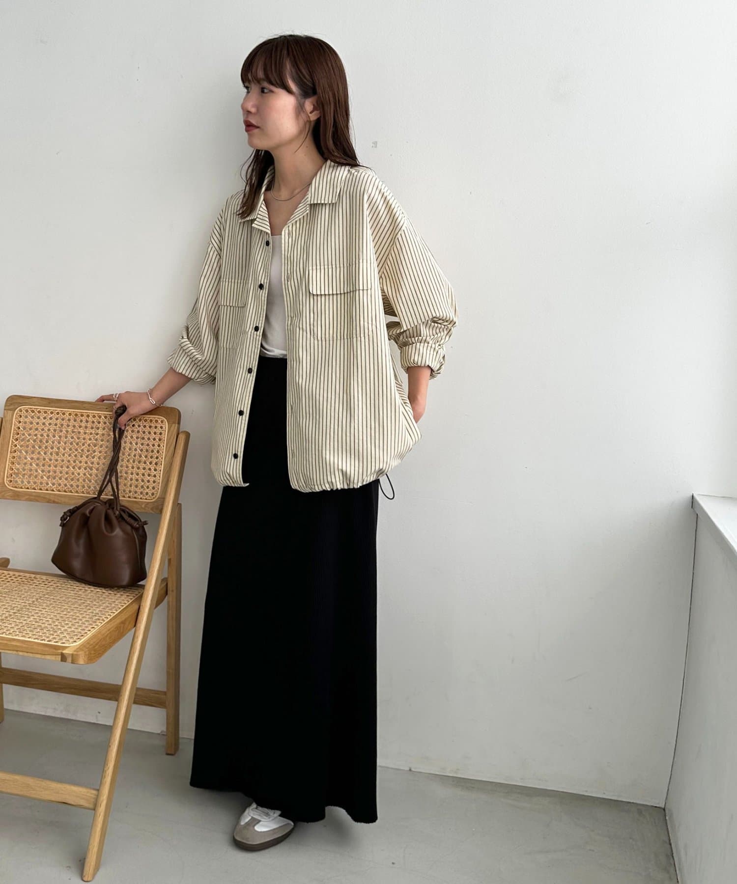 DISCOAT(ディスコート) 【抜け感たっぷり♪/ユニセックス】開襟ドロストオーバーシャツ