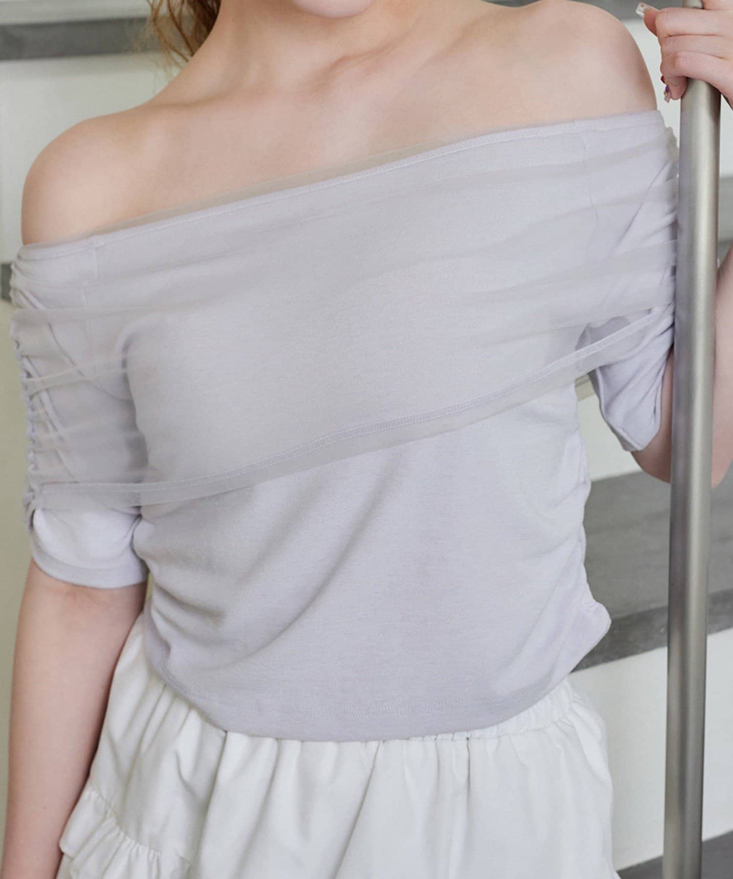 NICE CLAUP / OLIVE des OLIVE OUTLET(ナイスクラップ  / オリーブ デ オリーブ アウトレット) 【one after another】オフショルトップス