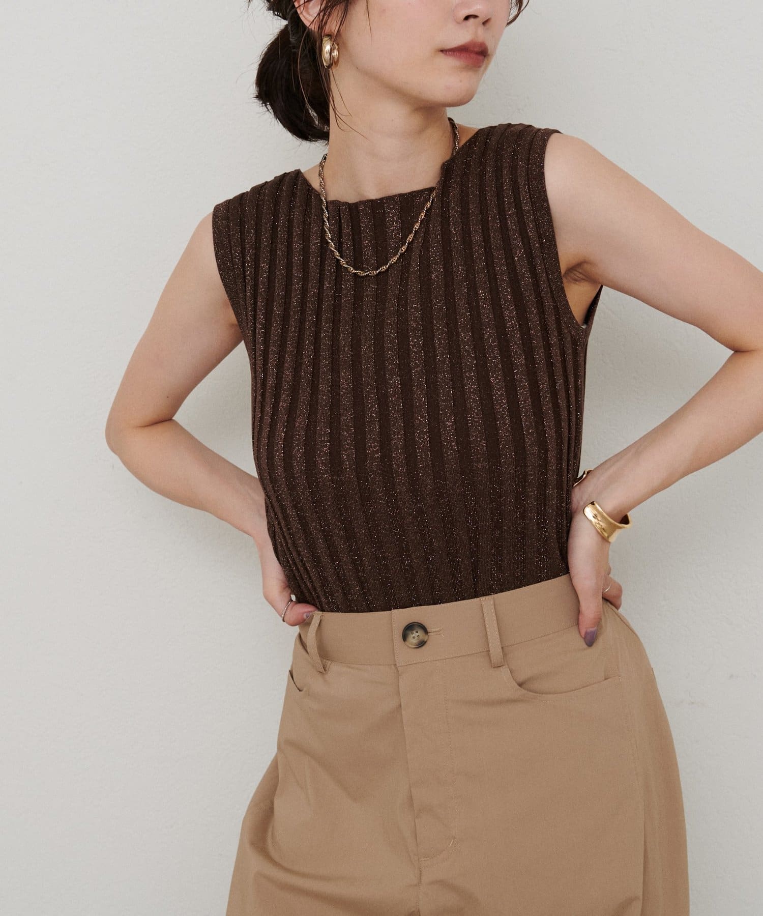 LARUTA(ラルータ) ラメ入りボートネックニット