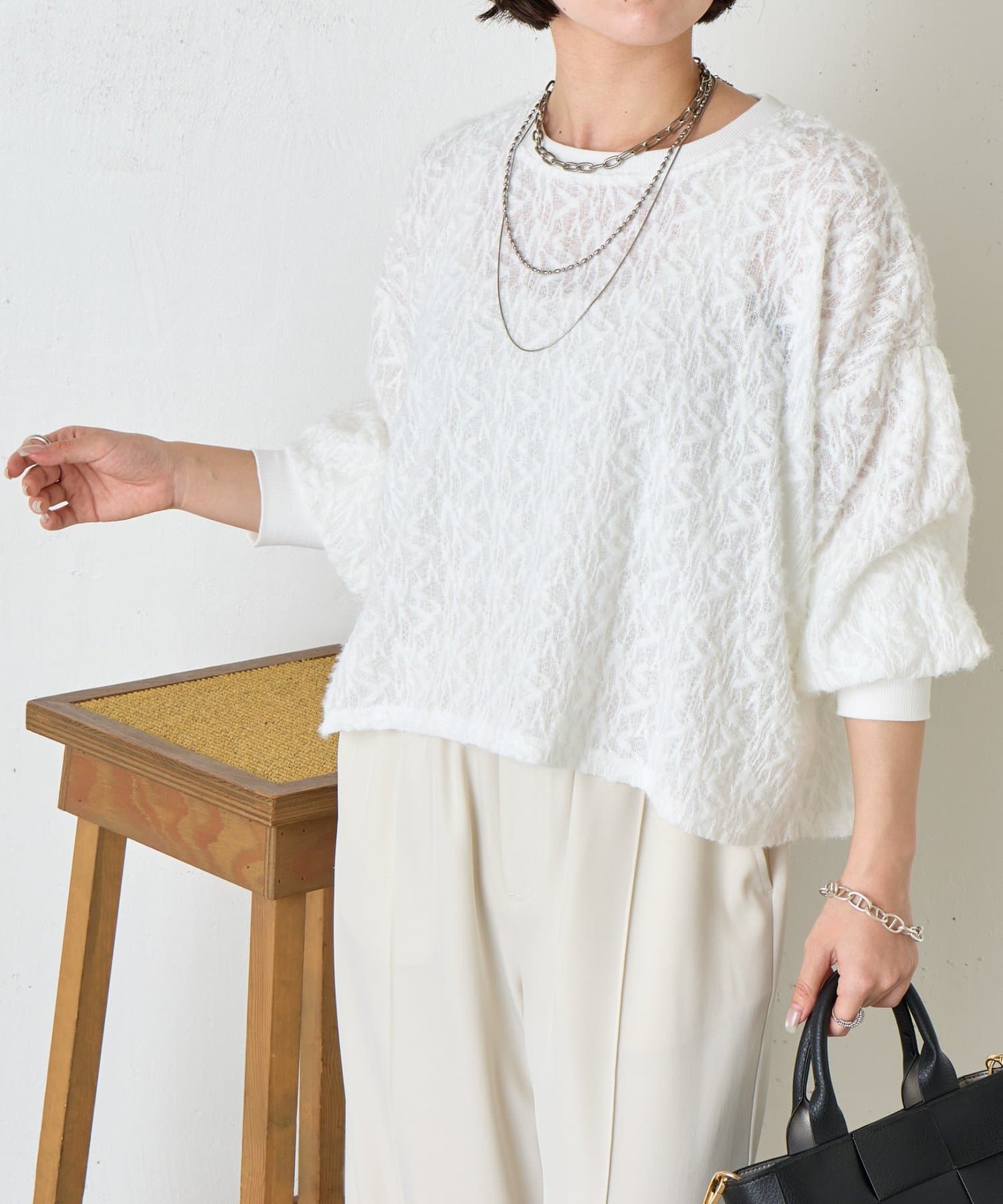 Jena　espace merveilleux(ジェナ　エスパスメルヴェイユ) シャギーレースプルオーバー