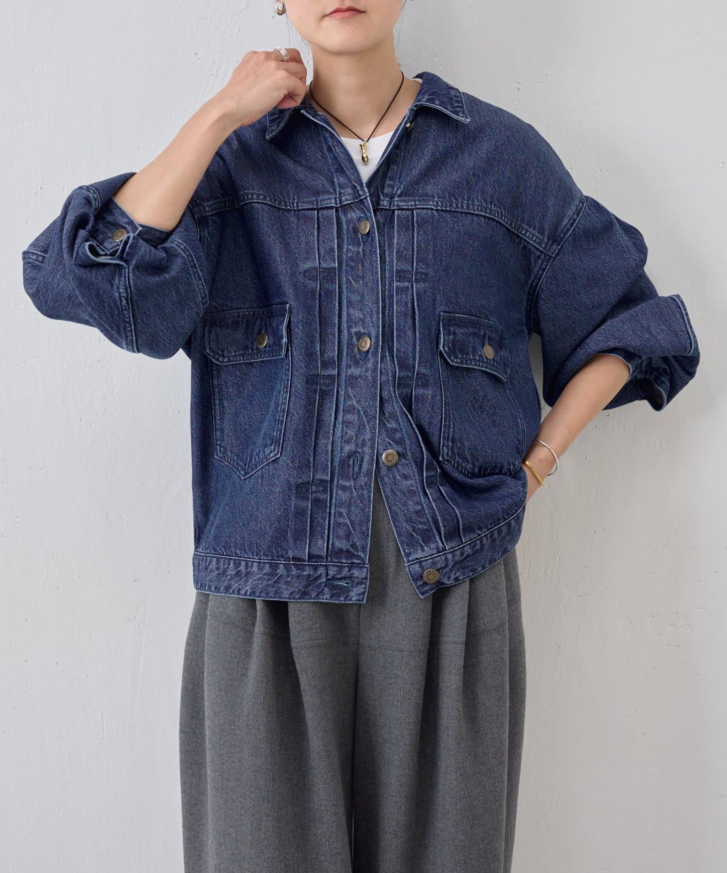 BEAUDISLEY 袖パフGジャン　ダークブルー 袖パフGジャン ビアズリー