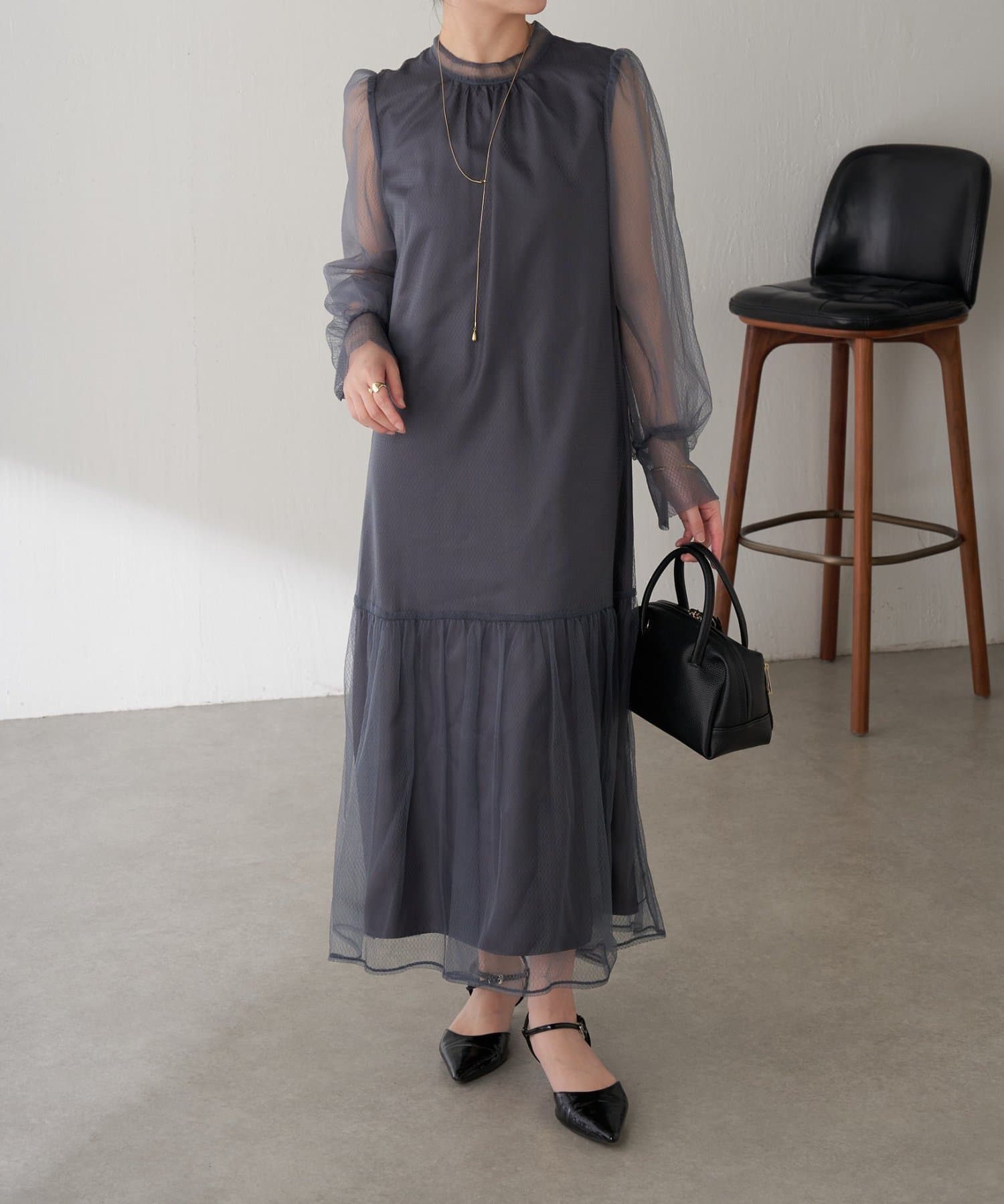 COLLAGE GALLARDAGALANTE(コラージュ ガリャルダガランテ) 【オケージョン】柄チュールワンピース