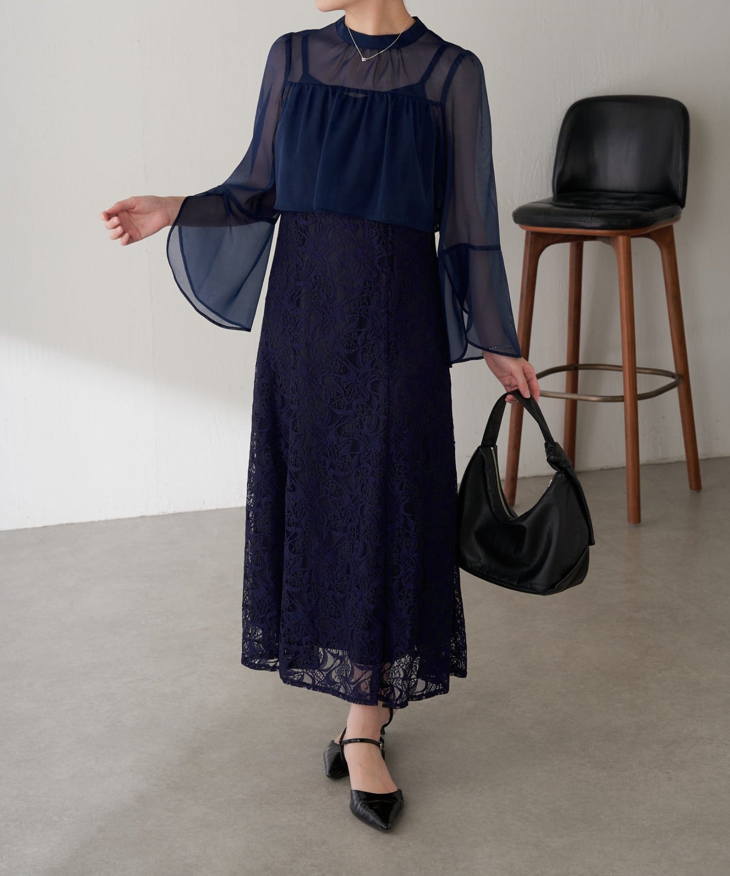 COLLAGE GALLARDAGALANTE(コラージュ ガリャルダガランテ) 【オケージョン】シフォンレースワンピース/セットアイテム