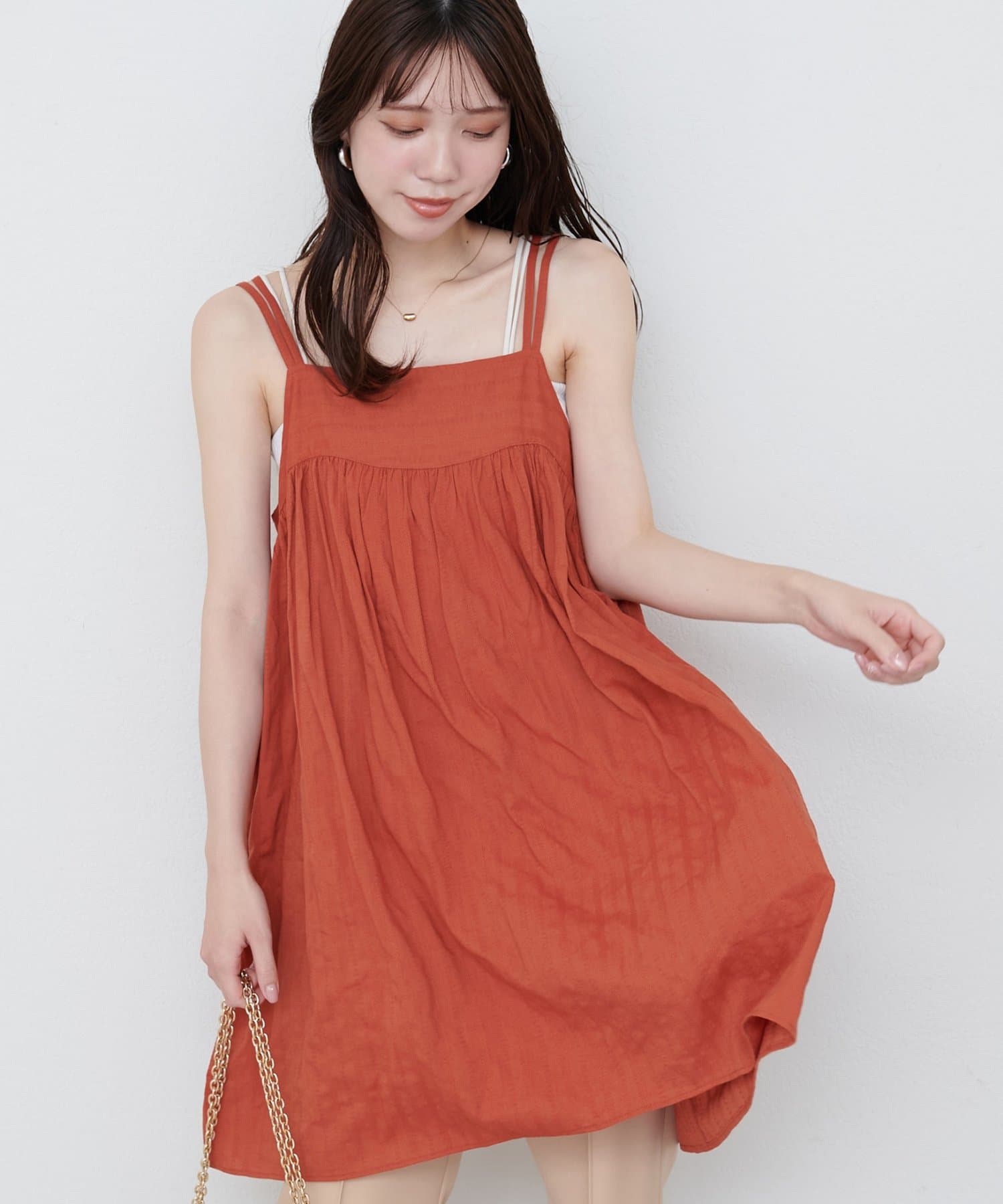 natural couture(ナチュラルクチュール) Wストラップキャミチュニック