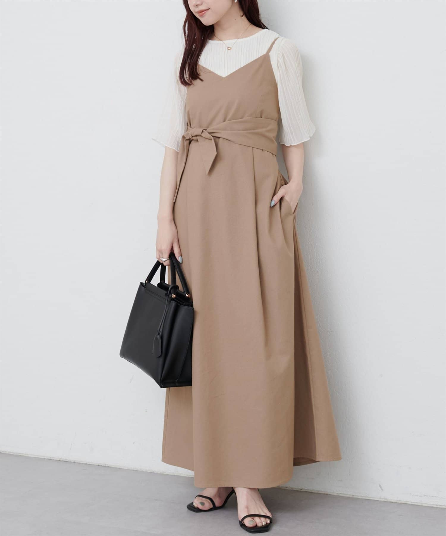 natural couture(ナチュラルクチュール) バックリボンキャミワンピース