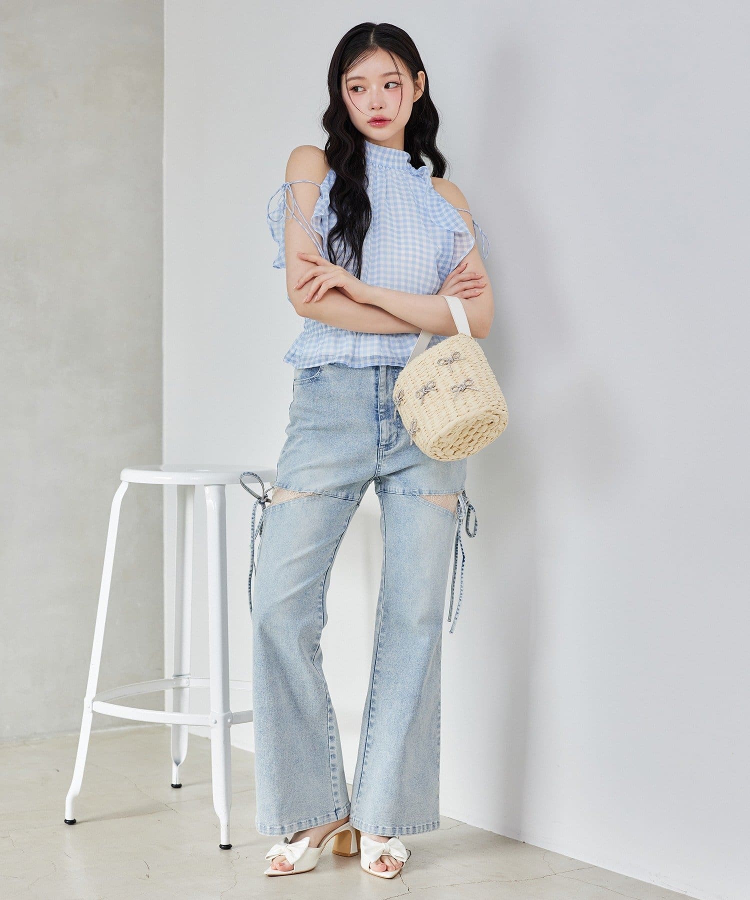 ◆FASHION NOVA◆デニム サイド レースアップ ワンピース★ サイドレースあきデニム | one after another NICE CLAUP(ワン