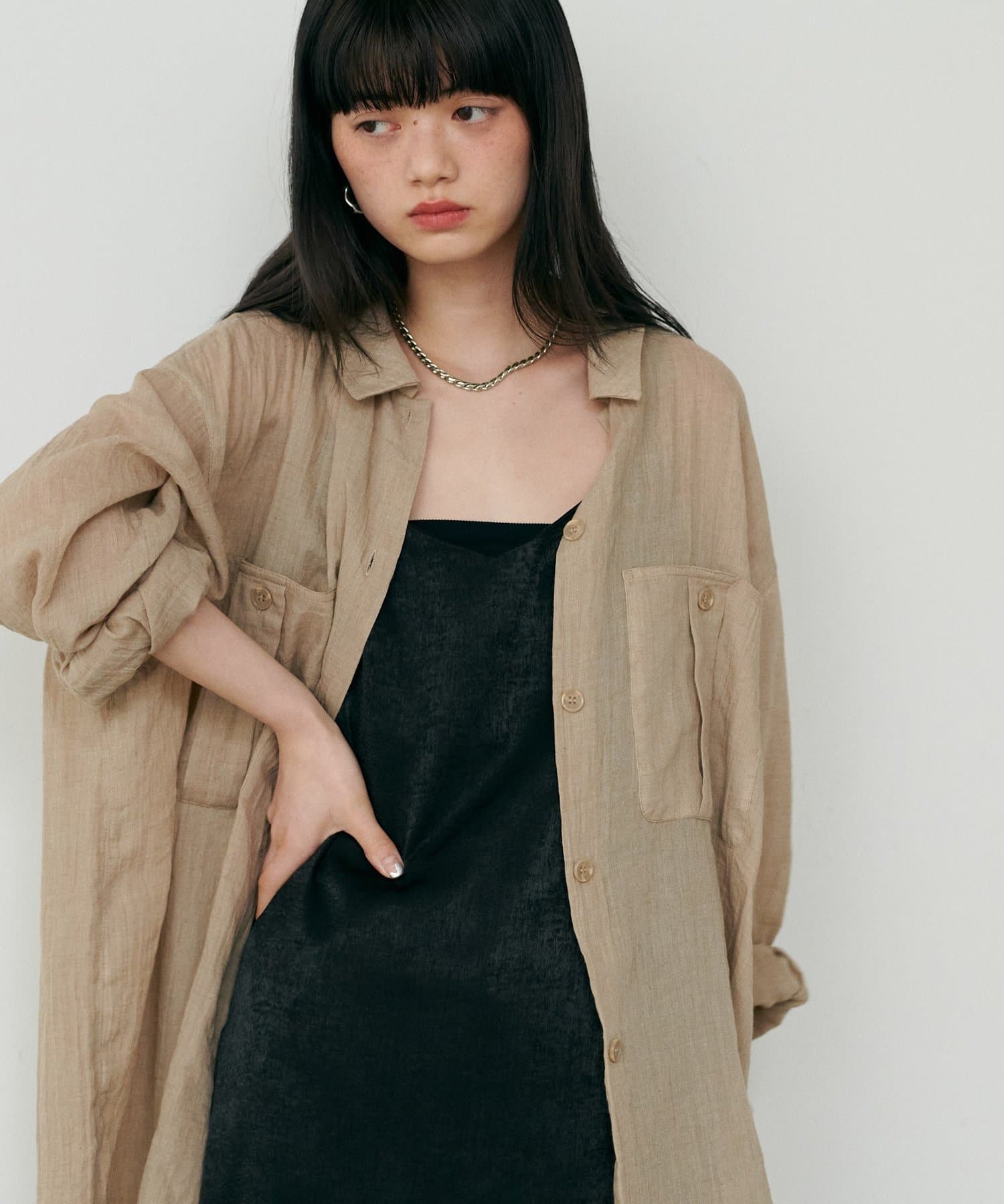 LARUTA(ラルータ) ［Web限定］シアーサファリポケット付きシャツ