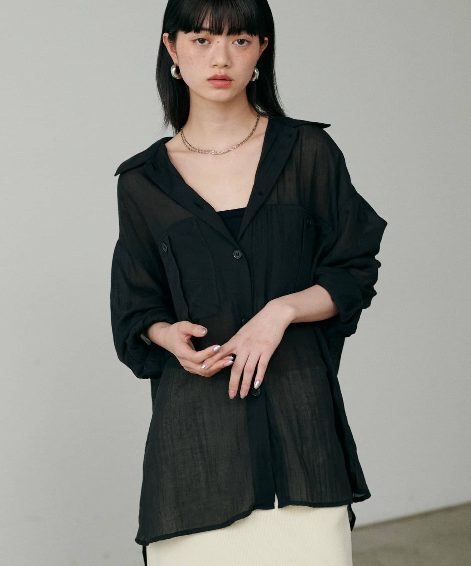 LARUTA(ラルータ) ［Web限定］シアーサファリポケット付きシャツ