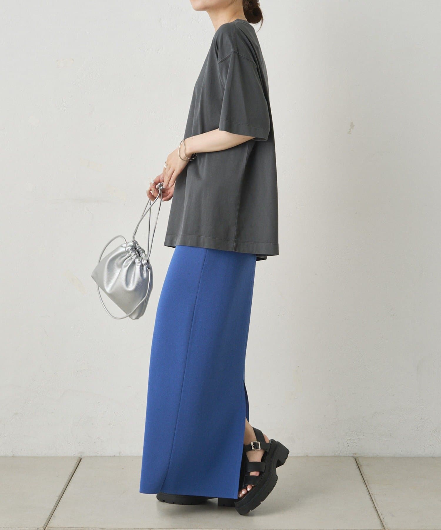 PUAL CE CIN(ピュアルセシン) ワンポイント刺繍ヴィンテージライクTシャツ