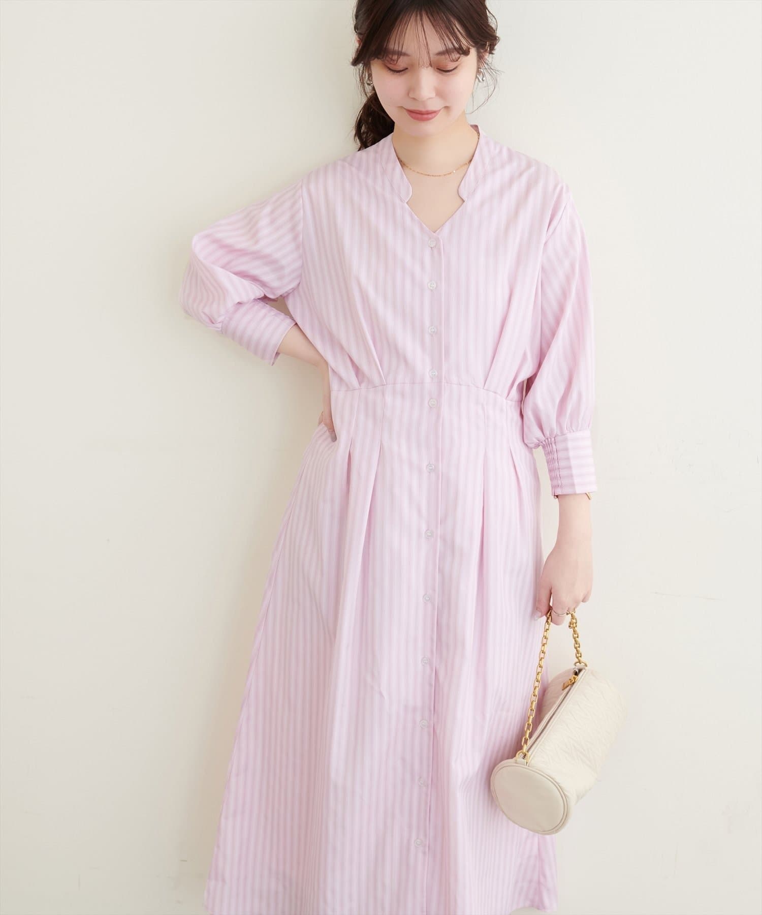NICE CLAUP / OLIVE des OLIVE OUTLET(ナイスクラップ  / オリーブ デ オリーブ アウトレット) 【natural couture】タックシャツワンピース