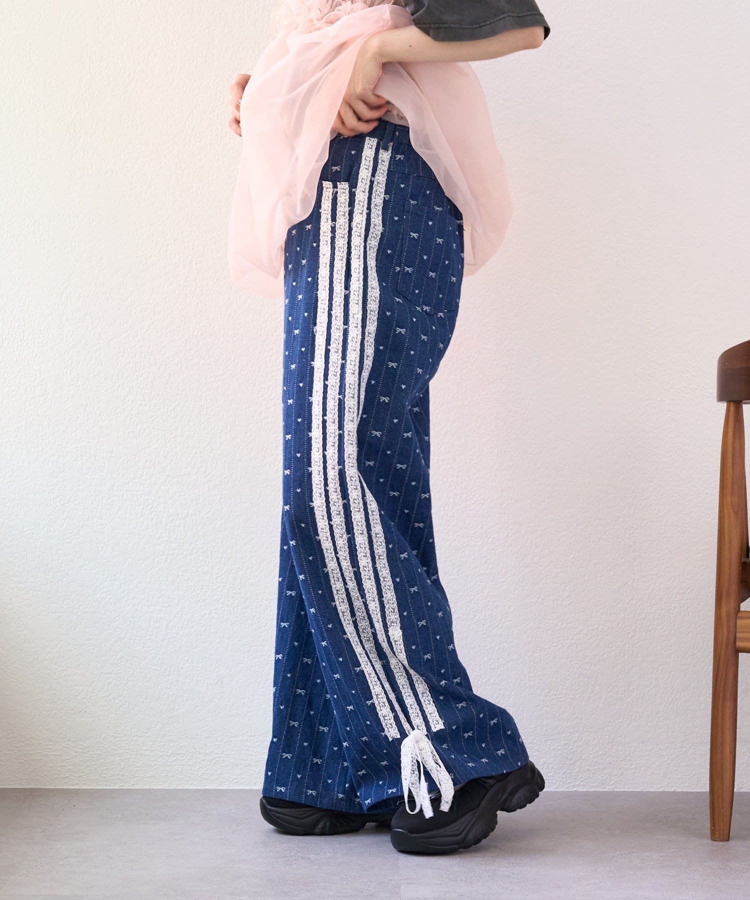 PINKO レースラインパンツ FOREVER21 パンツ 「2025SS」レースラインナイロンパンツ