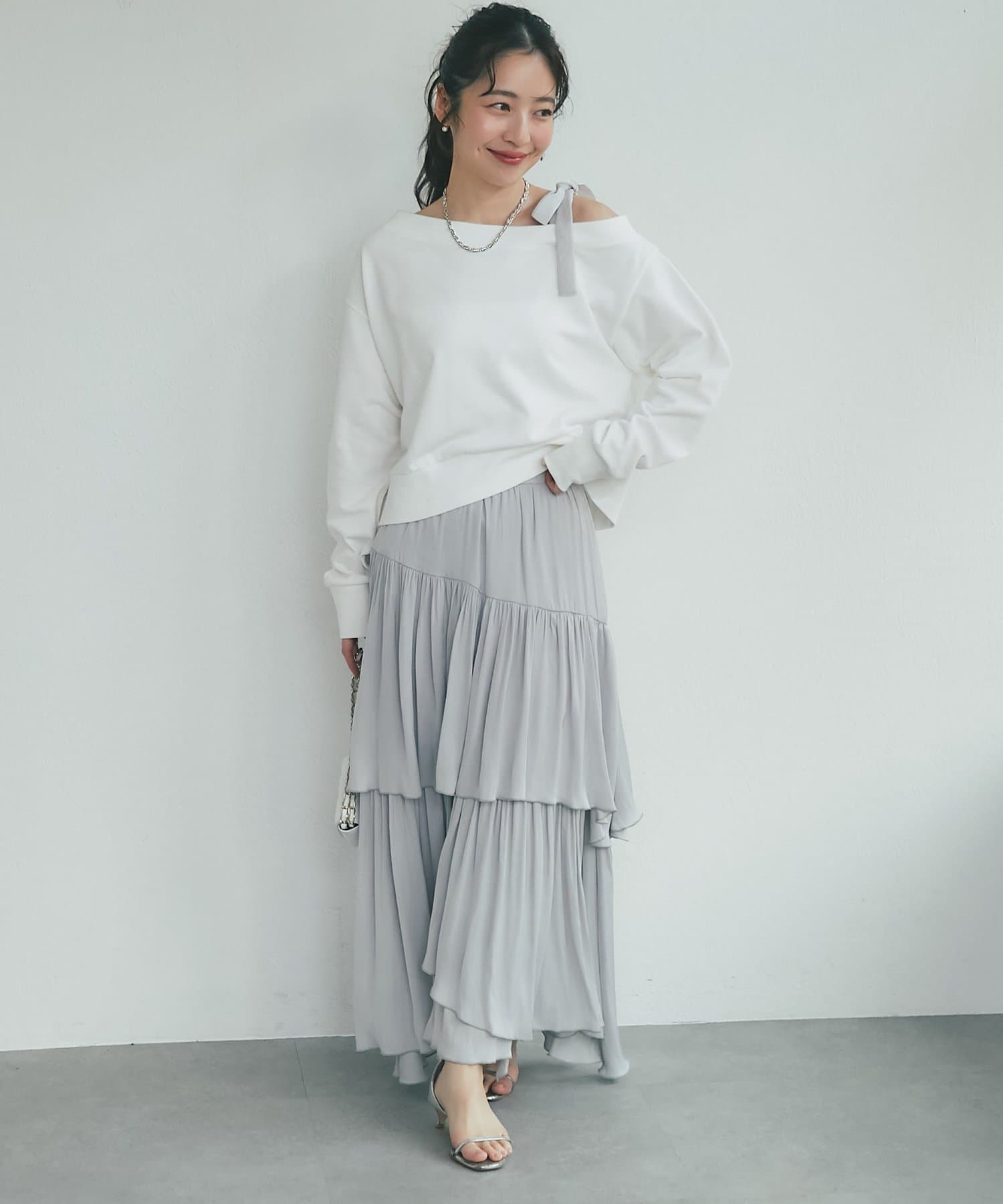 La boutique BonBon(ラブティックボンボン) 【復刻！miki監修カラーあり】ミニ裏毛オフショルリボンプルオーバー