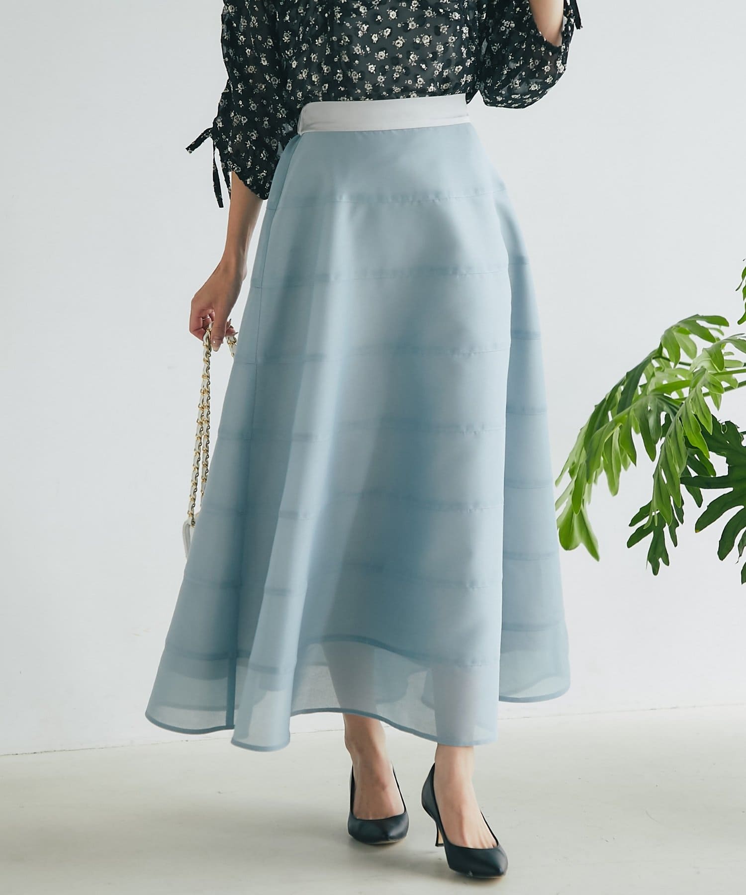 La boutique BonBon(ラブティックボンボン) 【お上品シルエット・低身長サイズあり】シアーサーキュラー切り替えスカート