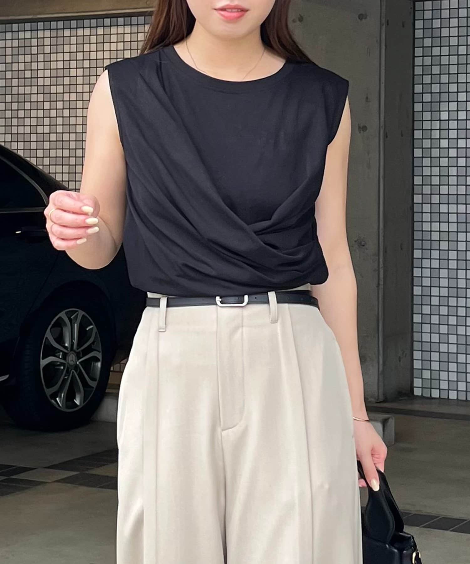 CAPRICIEUX LE'MAGE(カプリシュレマージュ) ツイストドレープTシャツ