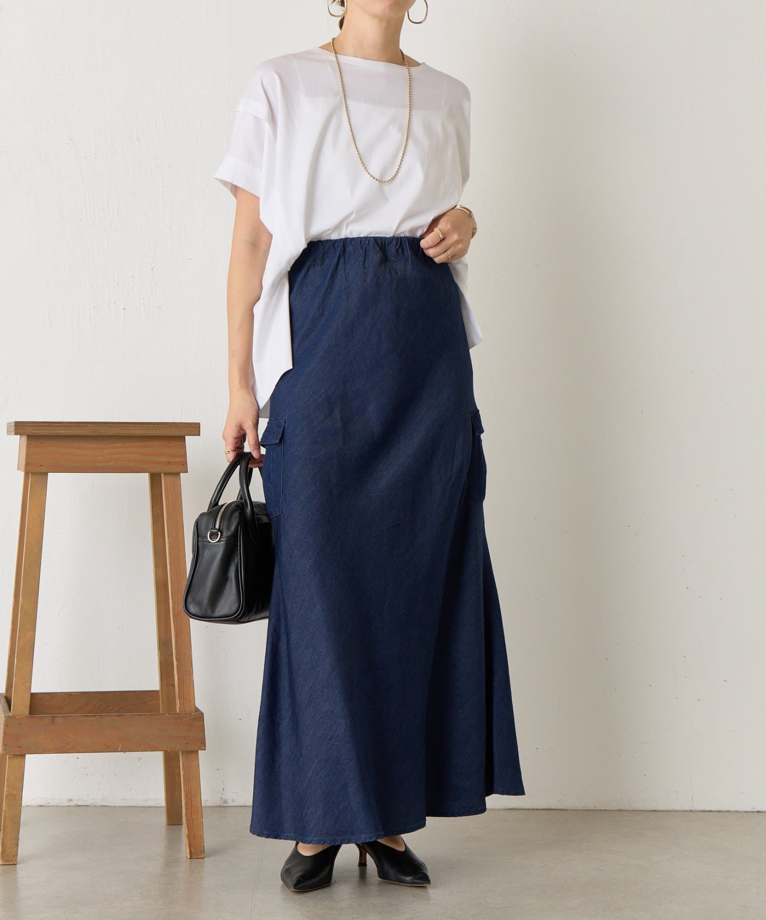 【美品】Jena ジェナ　エスパスメルヴェイユ　ロングスカート Fサイズ テンセルデニムロングスカート | Jena espace merveilleux