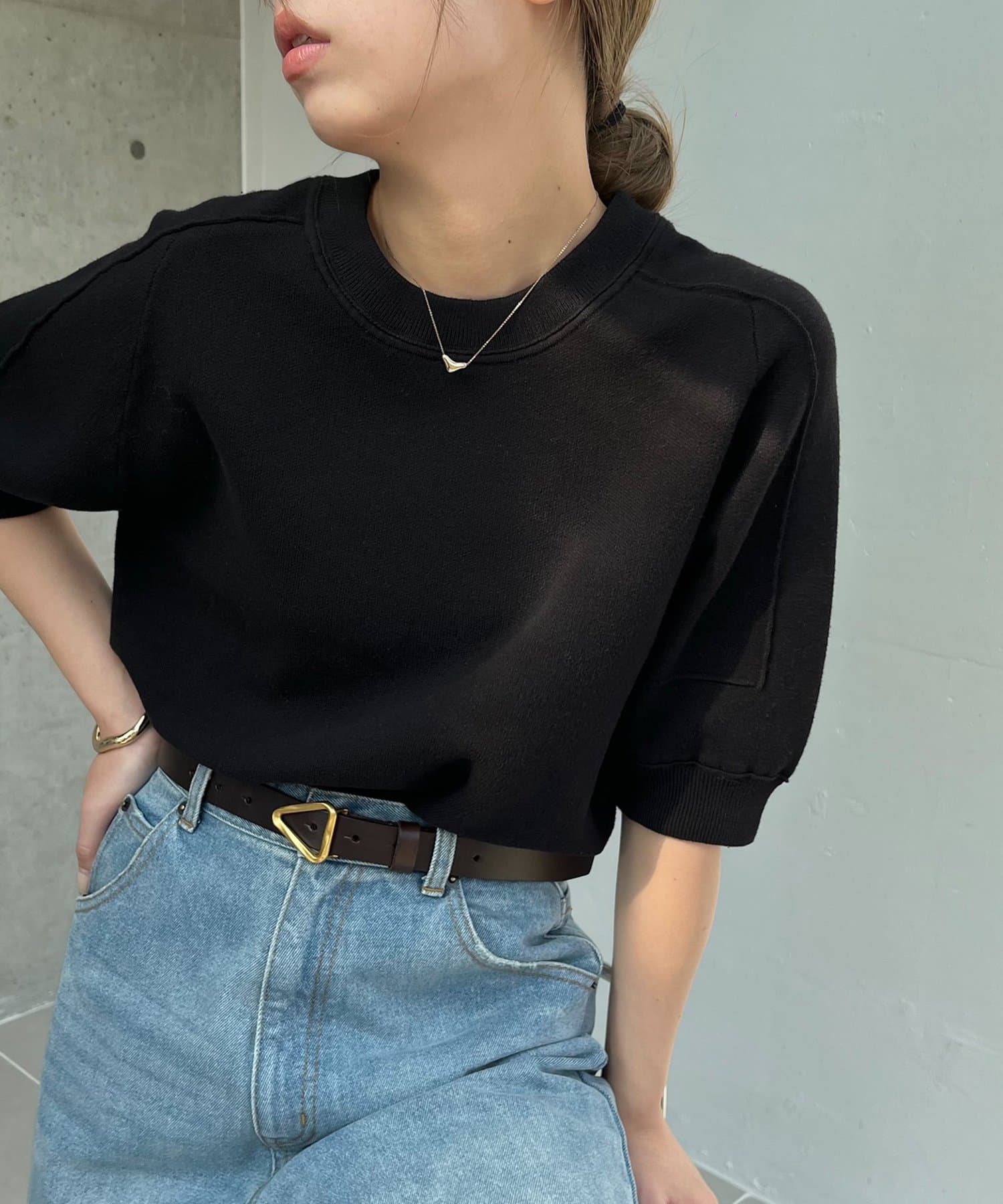 CAPRICIEUX LE'MAGE(カプリシュレマージュ) スウェットライク半袖ニット