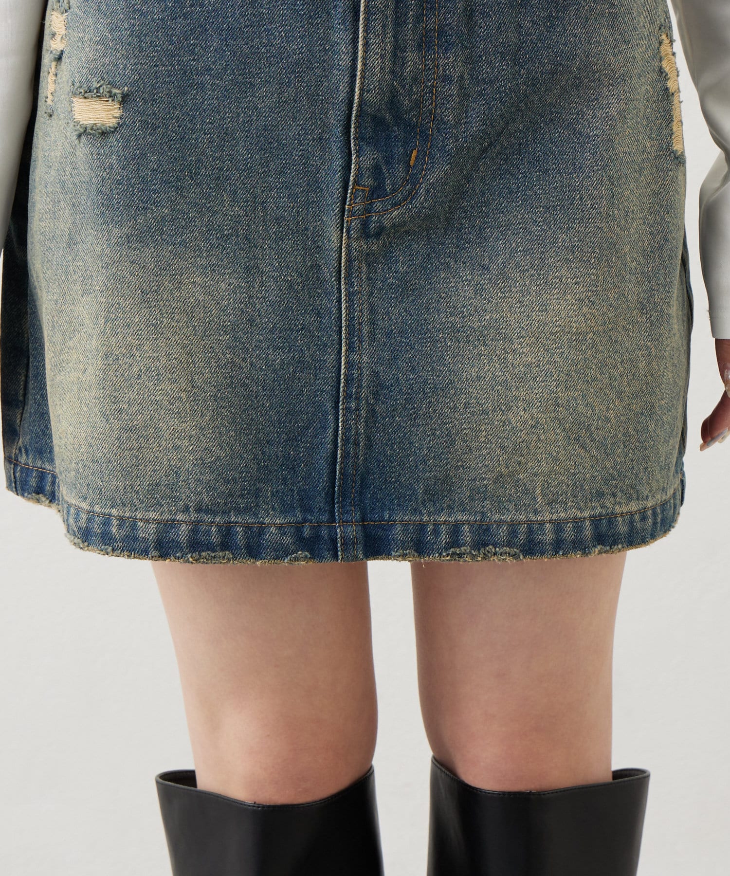 OUTLET(アウトレット) 【mystic】ダメージデニムスカート