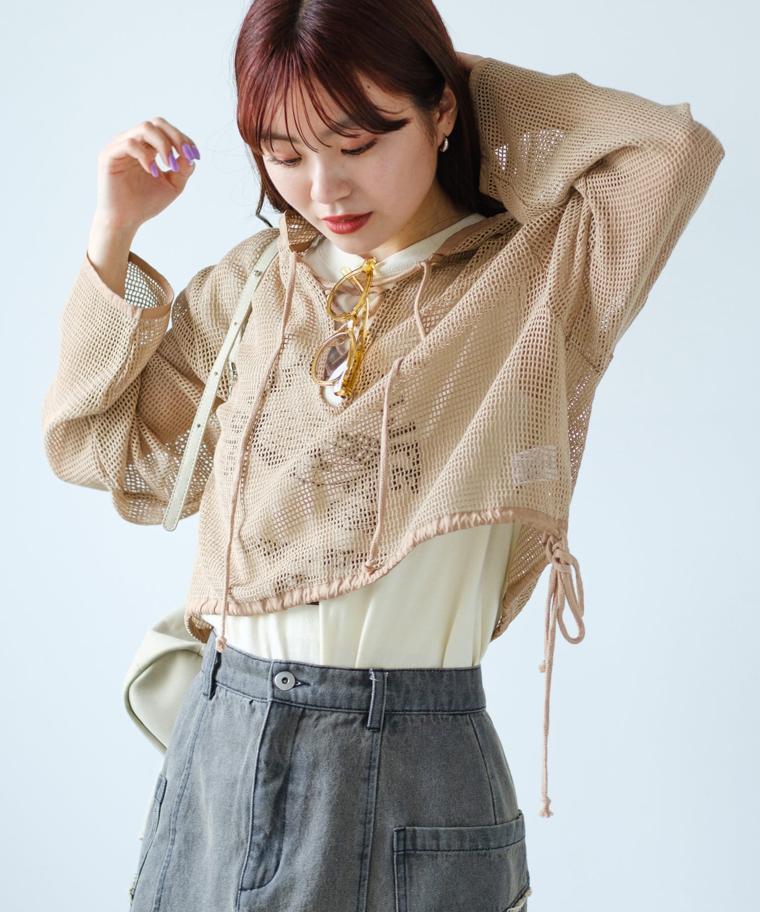 OUTLET(アウトレット) 【Kastane】メッシュレースアップパーカー