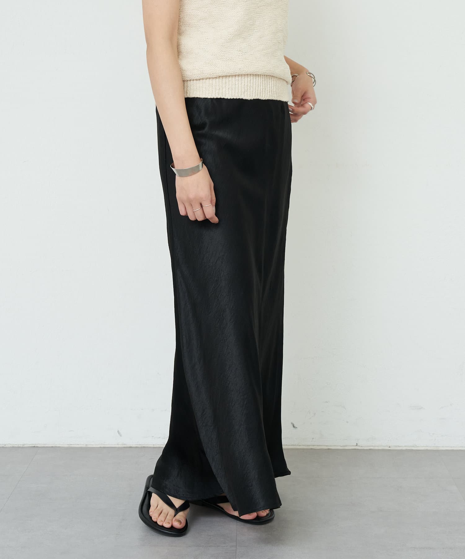 OUTLET(アウトレット) 【SHENERY】アセテートサテンロングスカート