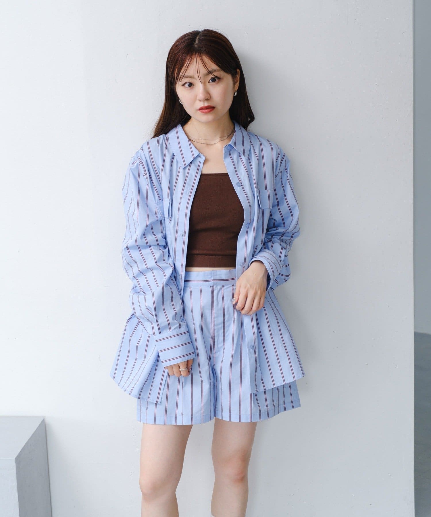2025AW/セットアップ対応】ストライプショートパンツ | Kastane
