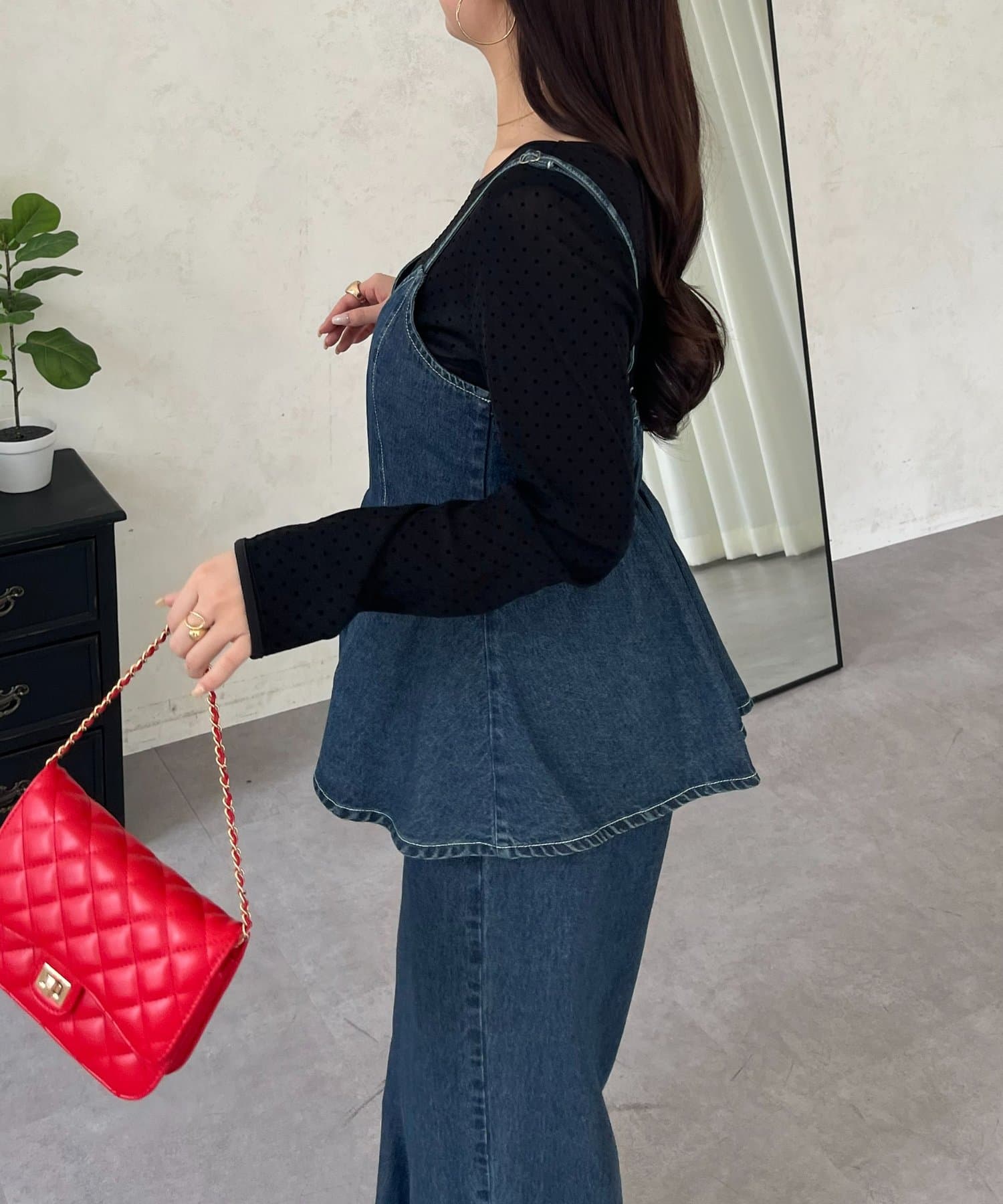 prose verse(プロズヴェール) フロッキードットボートネックシアートップス