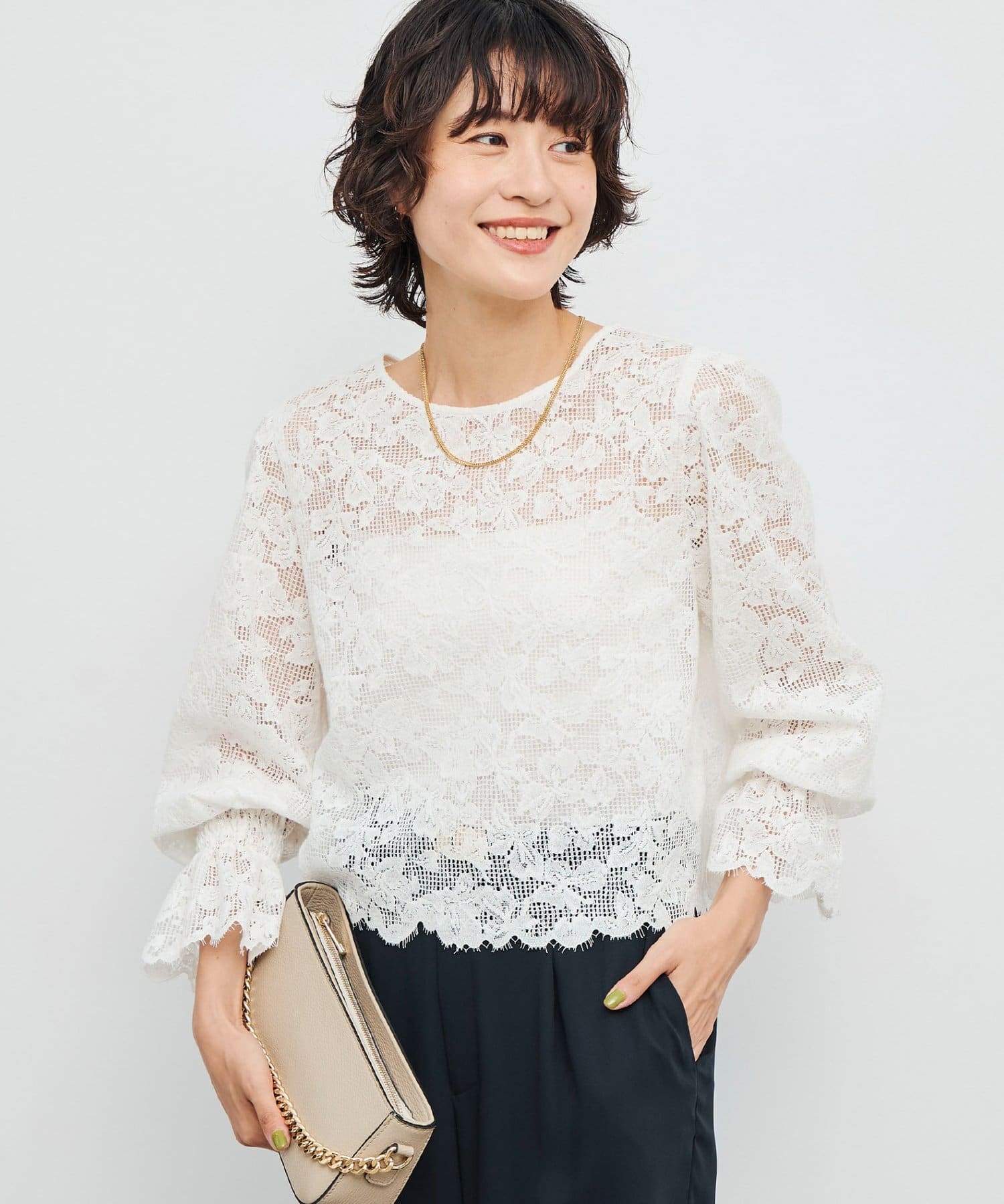 NOLLEY'S(ノーリーズ) ウォッシャブルレース2WAYブラウス