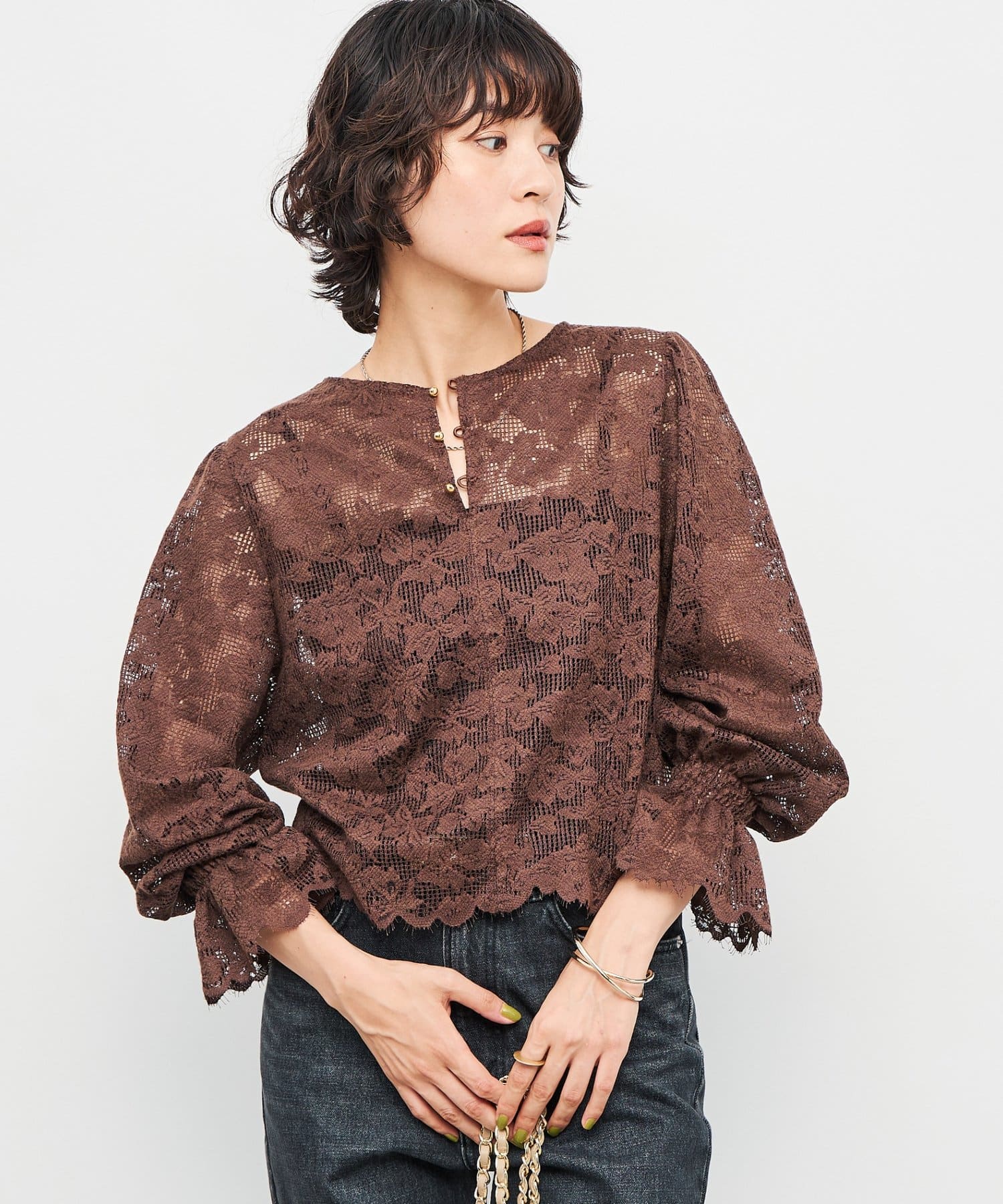 NOLLEY'S(ノーリーズ) ウォッシャブルレース2WAYブラウス