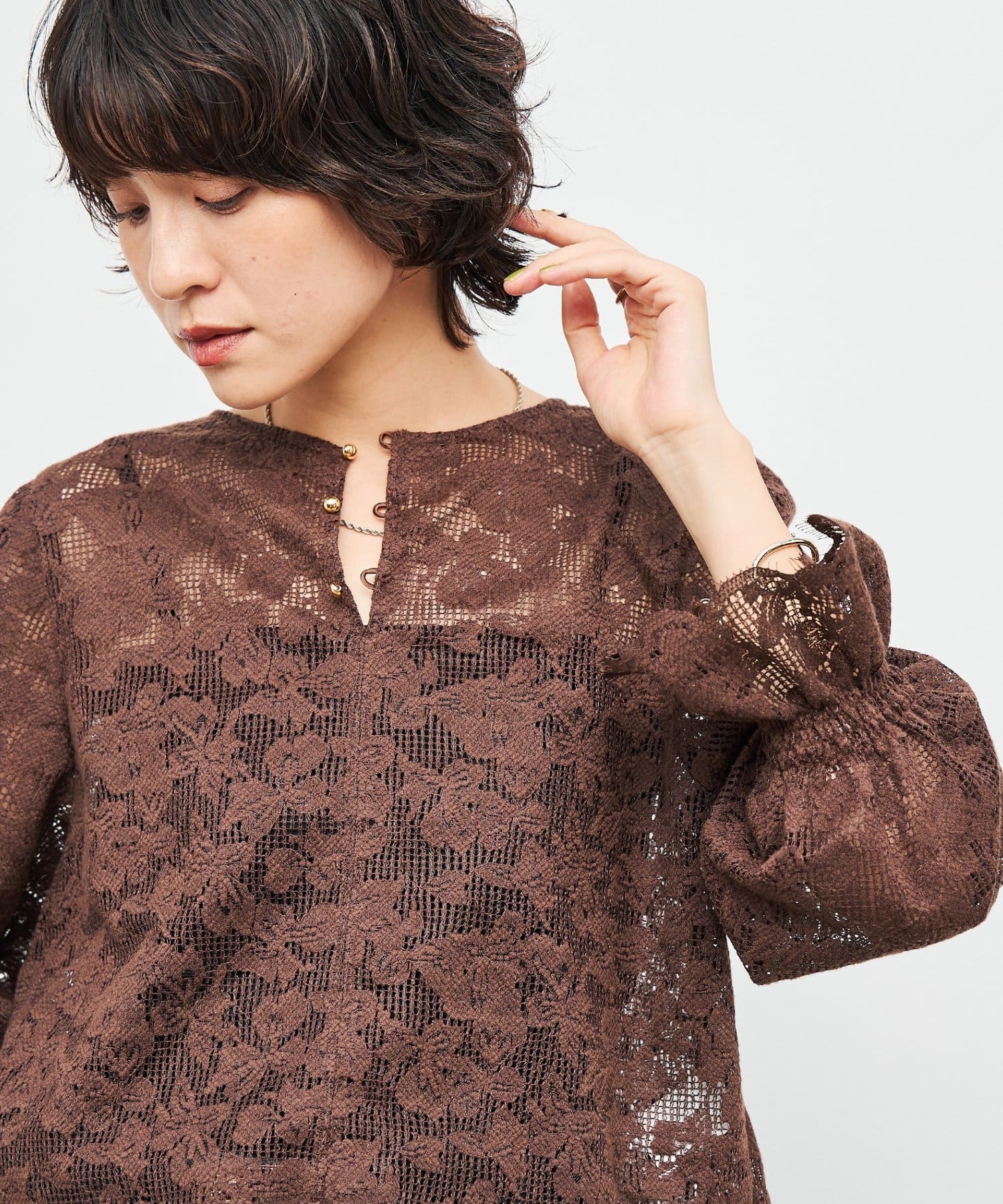 NOLLEY'S(ノーリーズ) ウォッシャブルレース2WAYブラウス