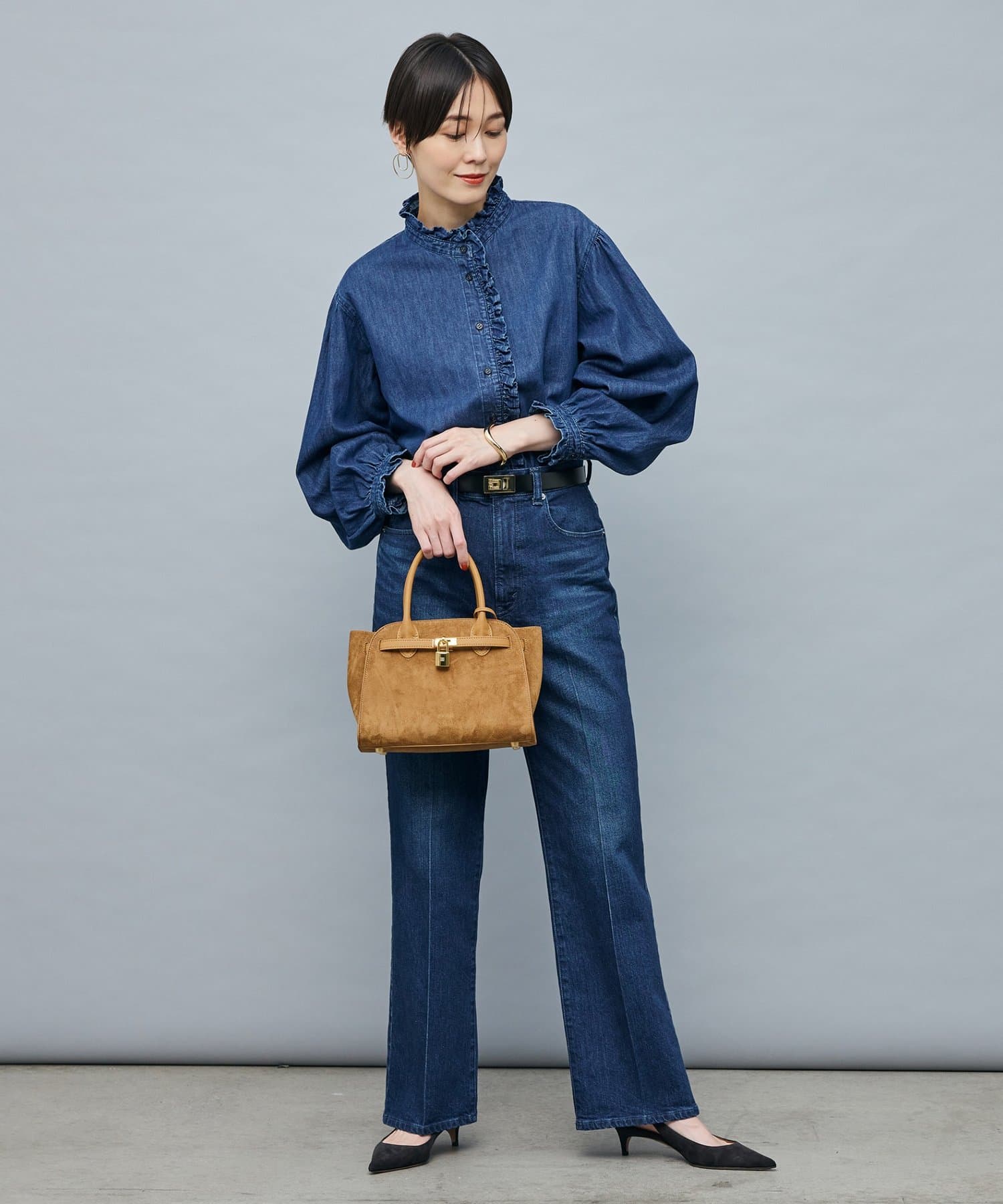 ノーリーズRM DENIM デニムシャツ ポケット付き RM denim】刺繍入りジャケット風デニムシャツ（5-0038-1-01-002