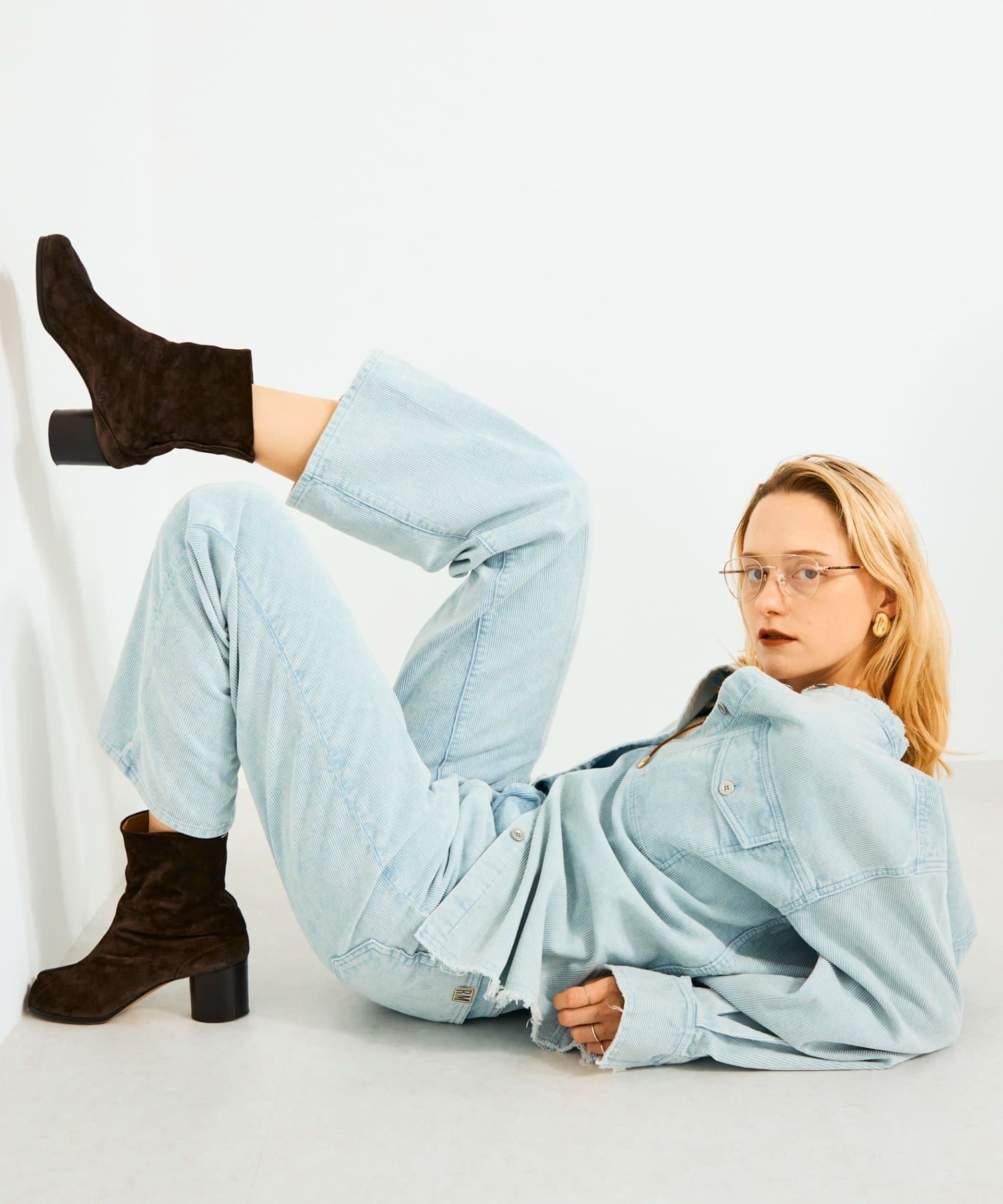 NOLLEY'S(ノーリーズ) 【RM denim】センタープレスハイウエストパンツ