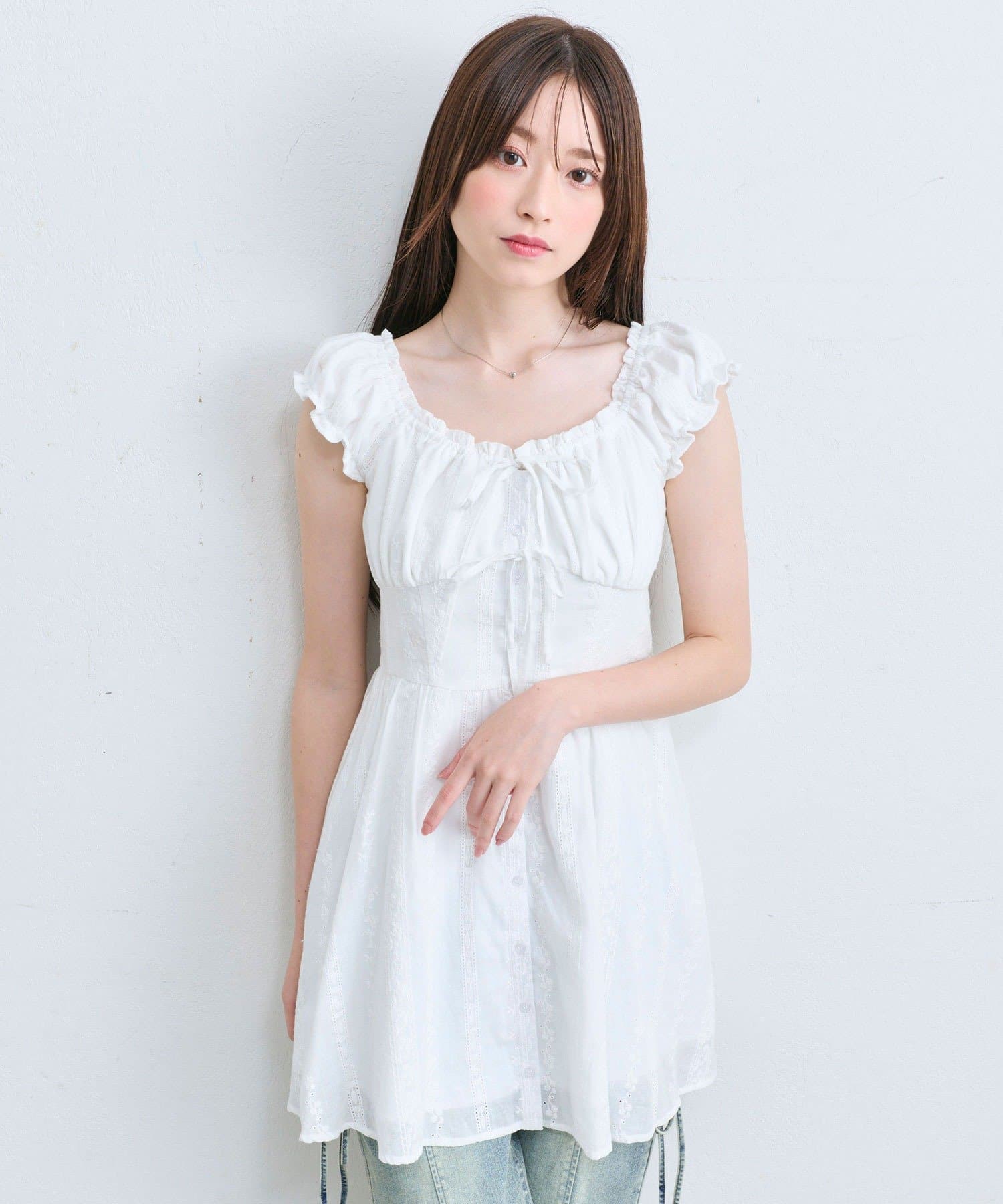 Olive des Olive リボンミニワンピース サックスブルー OLIVE des ワンピース リボンミニワンピース : ZOZOTOWN Yahoo