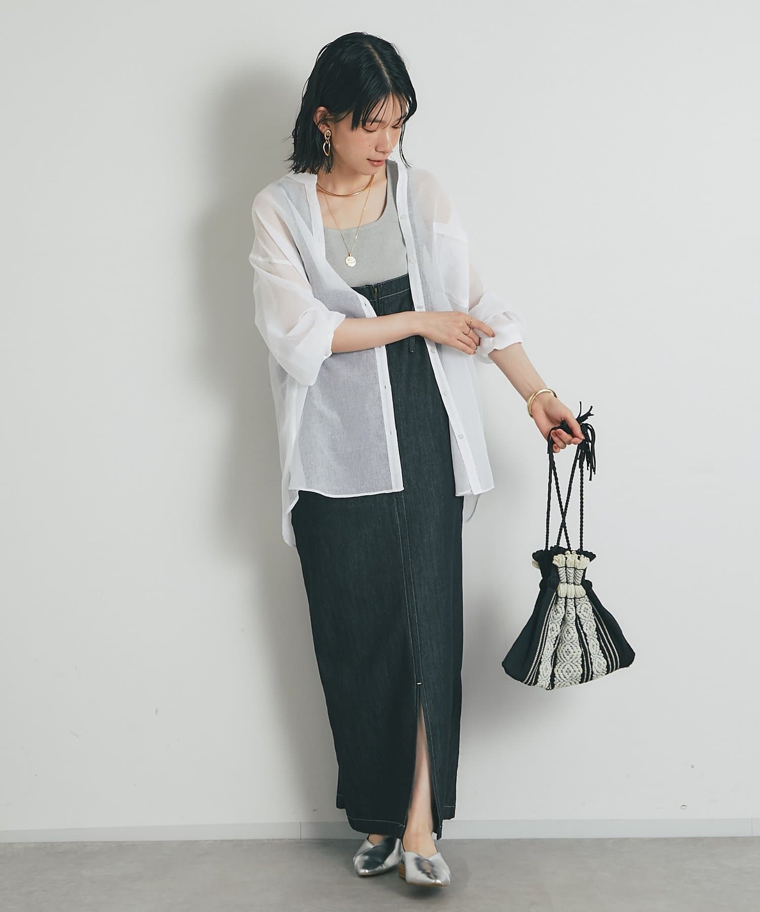 un dix cors(アンディコール) 《1枚で主役級◎》Iラインデニムキャミワンピース