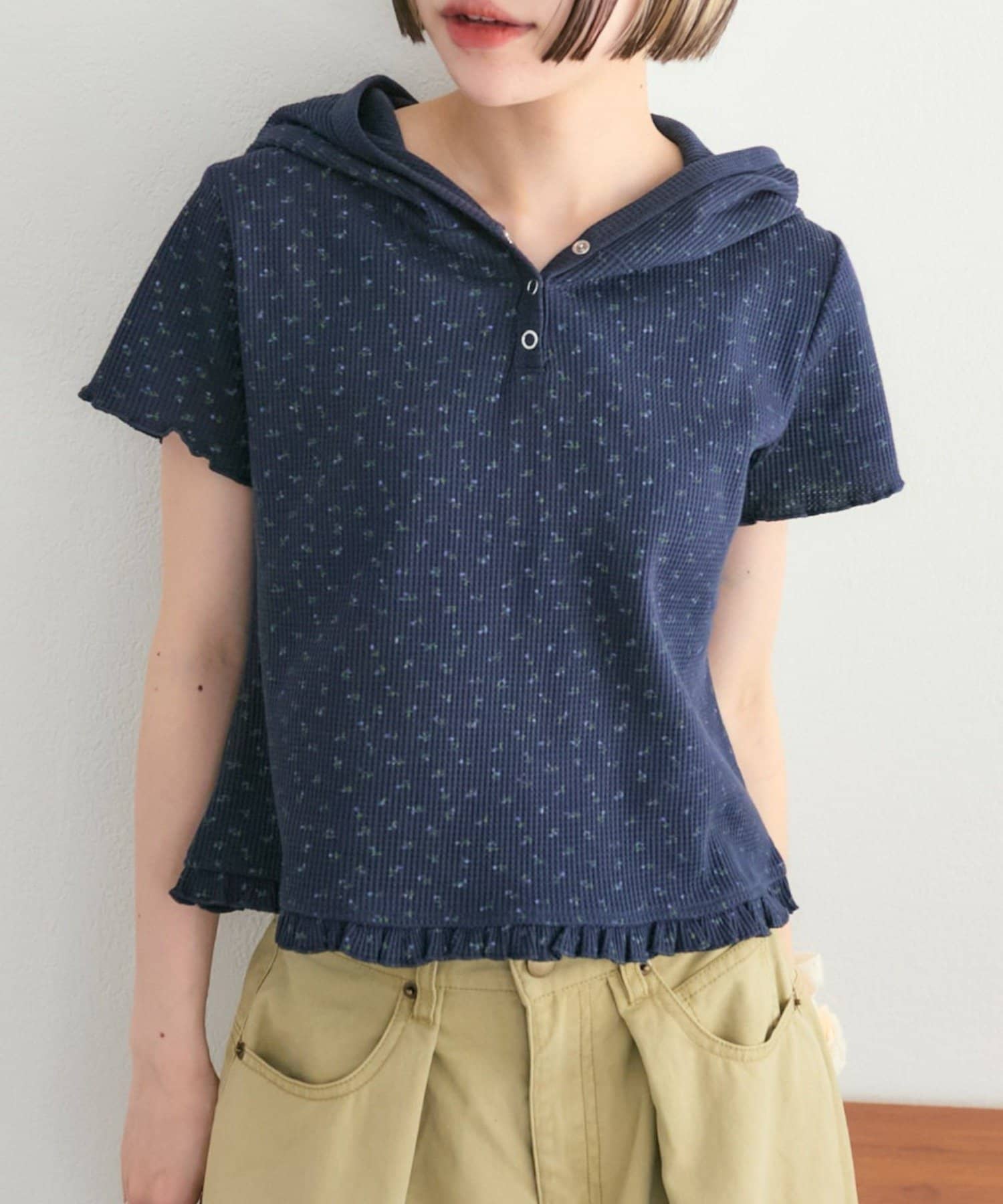 w closet(ダブルクローゼット) 【25AW】小花ワッフルフーディー