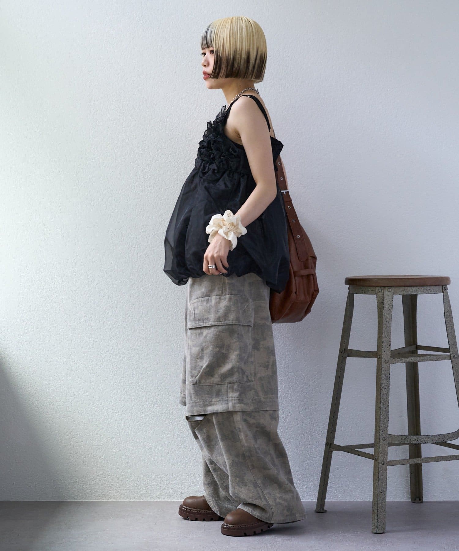 w closet(ダブルクローゼット) 【本日最終日!!15％オフ】【人気NO.1/着回し力◎】【MyM Yoshikoさん着用】シアーバルーンキャミ