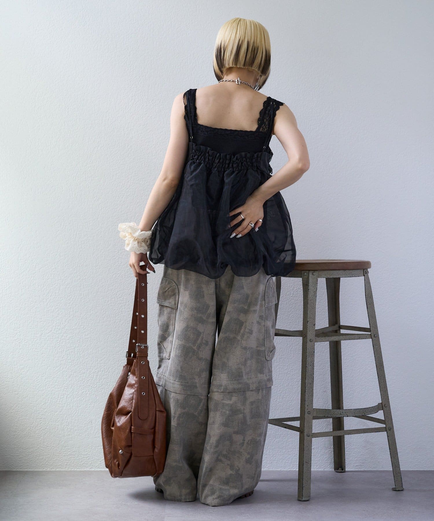 w closet(ダブルクローゼット) 【本日最終日!!15％オフ】【人気NO.1/着回し力◎】【MyM Yoshikoさん着用】シアーバルーンキャミ