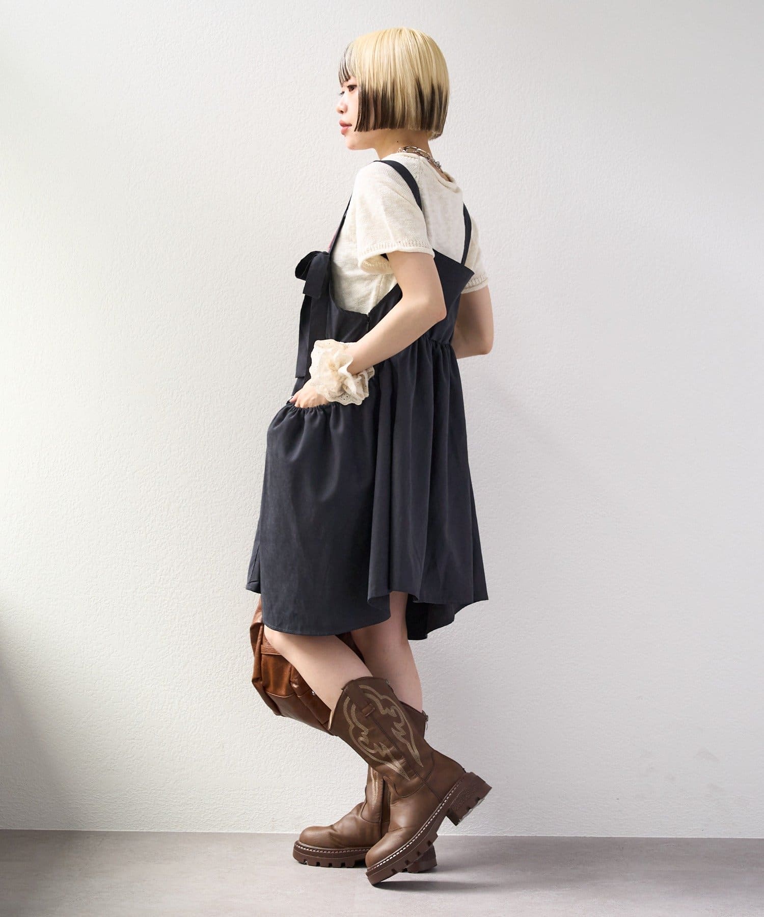 w closet(ダブルクローゼット) 【25AW】リボン2WAYピーチワンピ