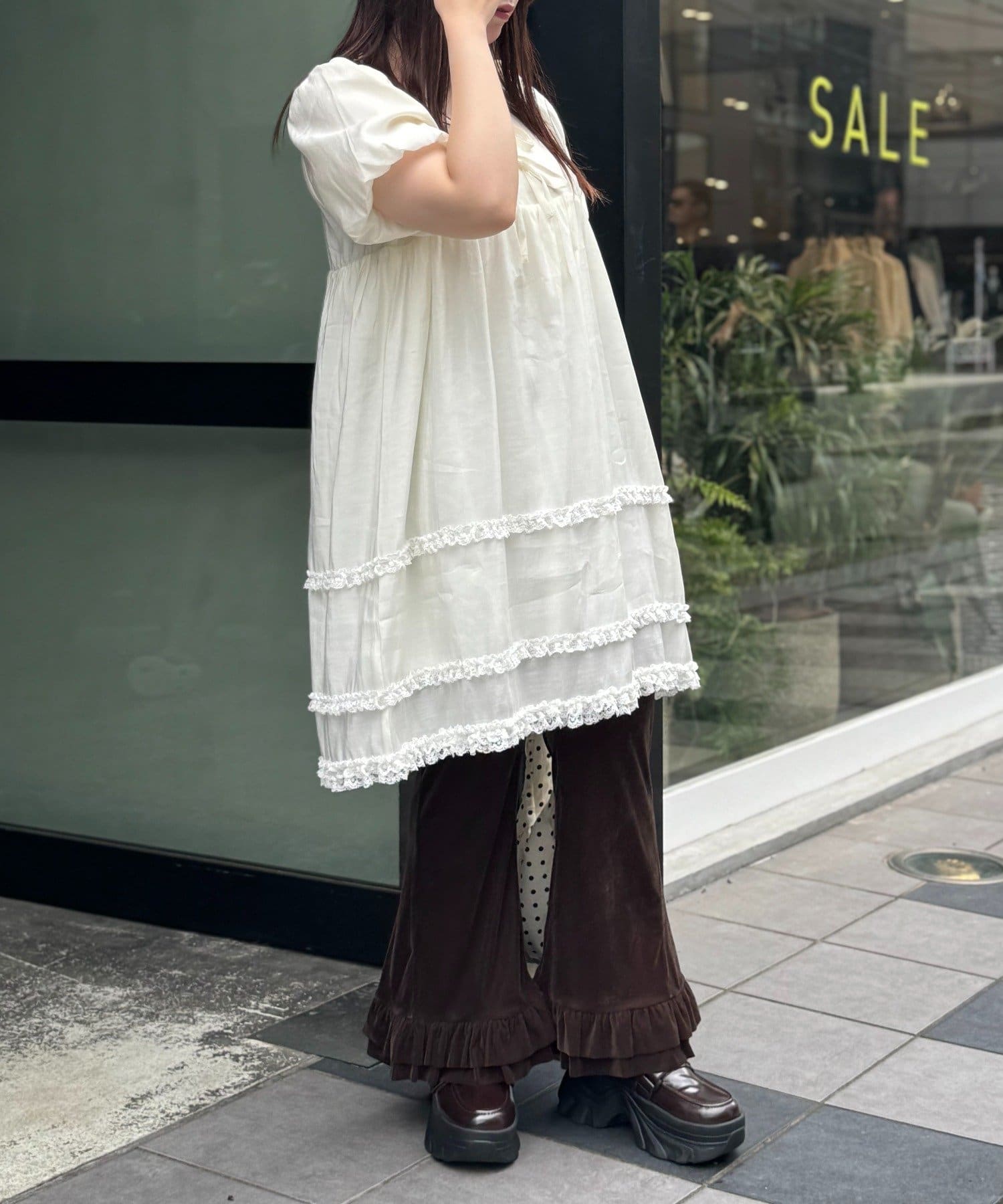 w closet(ダブルクローゼット) 【25AW】レース付フリルミニワンピ