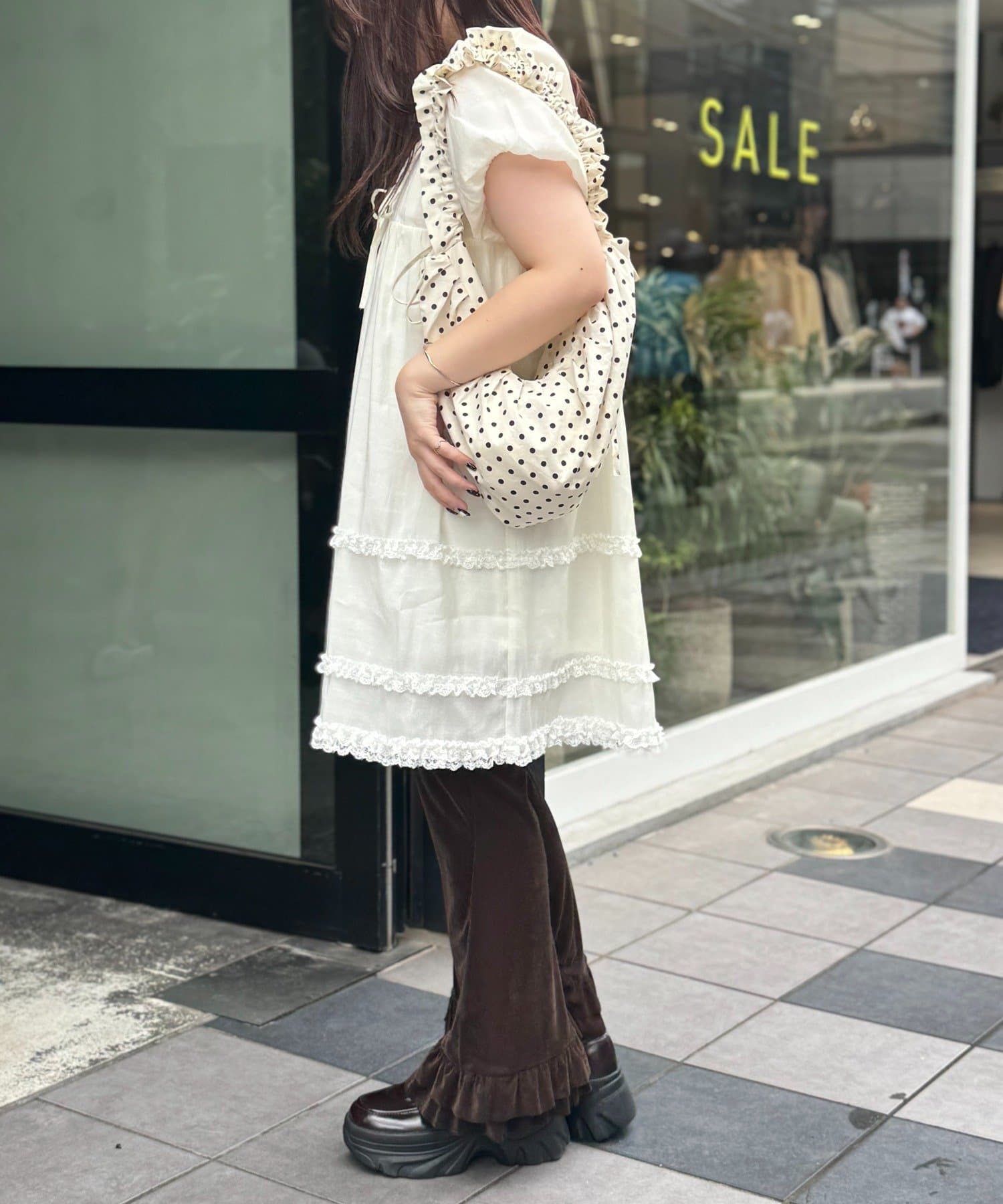 w closet(ダブルクローゼット) 【25AW】レース付フリルミニワンピ